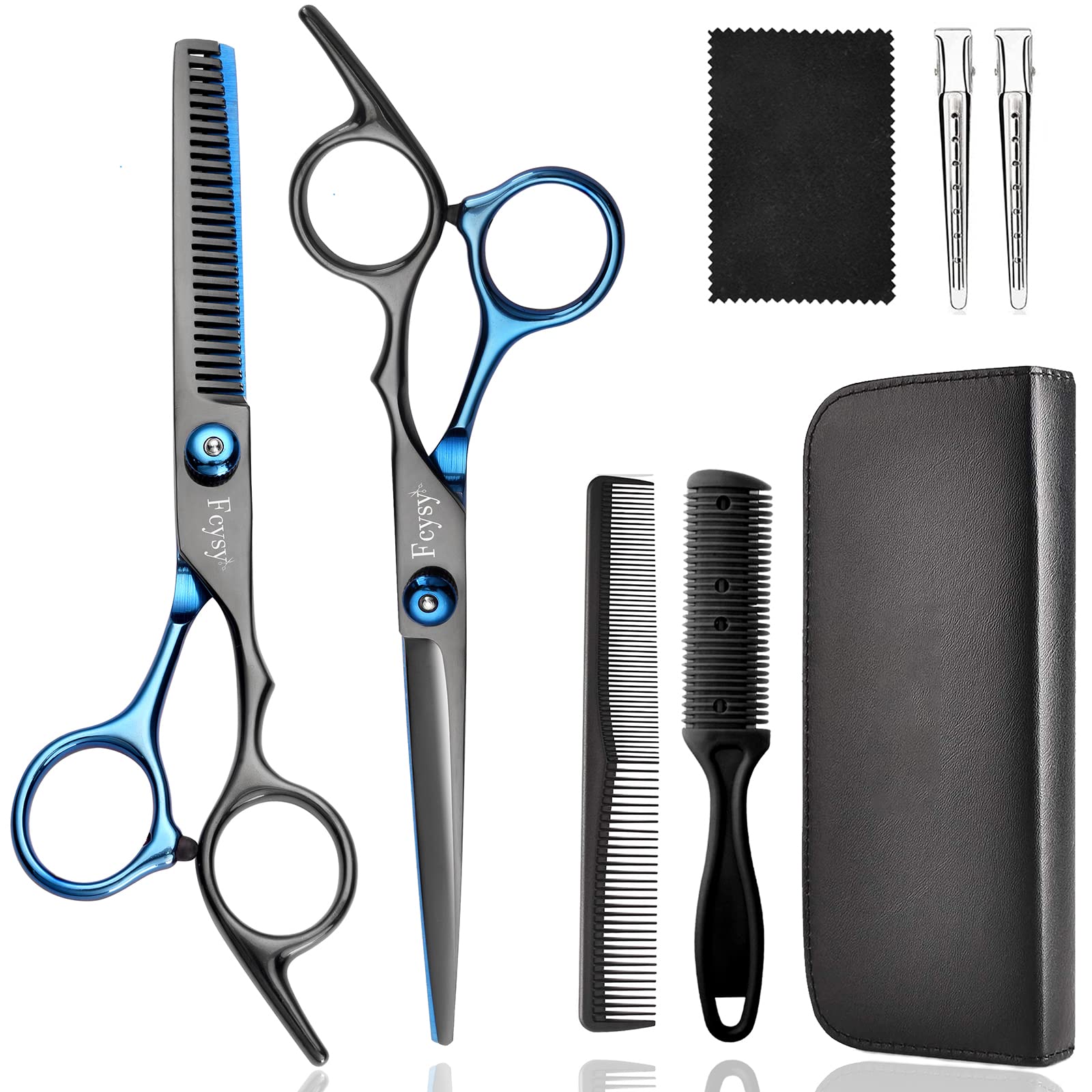 Hair Scissors Thinning Shears Set, Fcysy Professional Hair Cutting Scissor Kit Hair Shears Texturizing Shears Set, Barber Scissors Kit with Hairdresser Scissors Haircut Shears Hair Layering Scissors