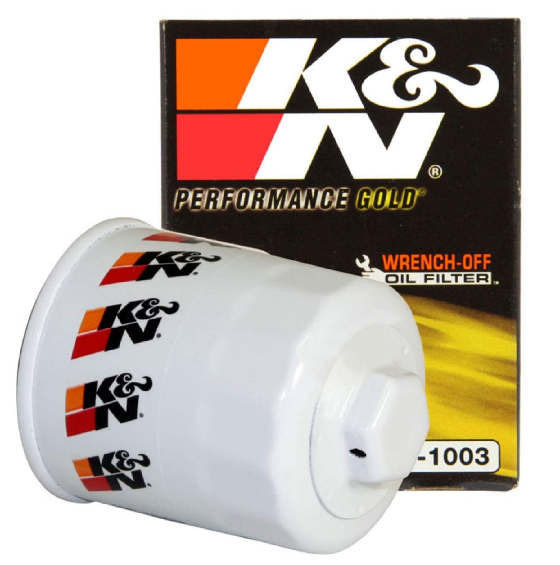 K&N Oil Filter - Spin-On 68x84mm compatible with Toyota, Scion, Suzuki, Pontiac, Chevrolet, Nissan, Daihatsu (HP-1003), Weiß