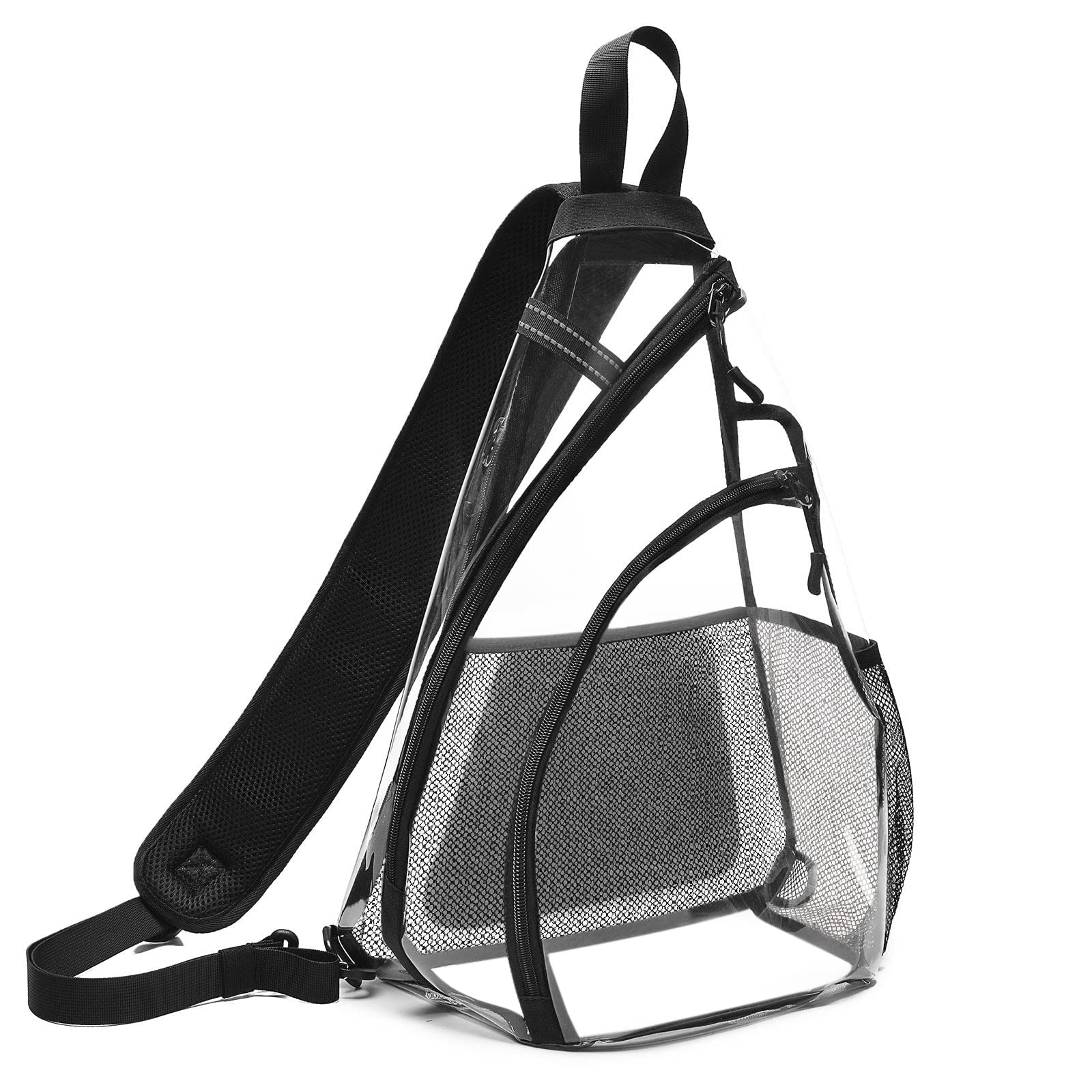 Clear Sling Bag Mens Cross body Shoulder Bag Transparent Sling Chest Bag Backpack See Through Travel Bag Casual Daypack for Left and Right Hand Men Women