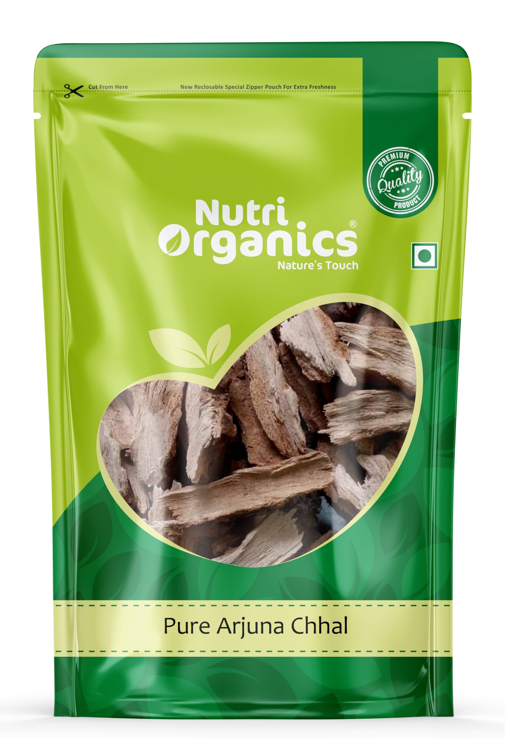 NutriOrganics Arjun Ki Chaal - 400 Gm Dried- Arjuna Tree Bark - Raw | Lowers Bad Cholesterol