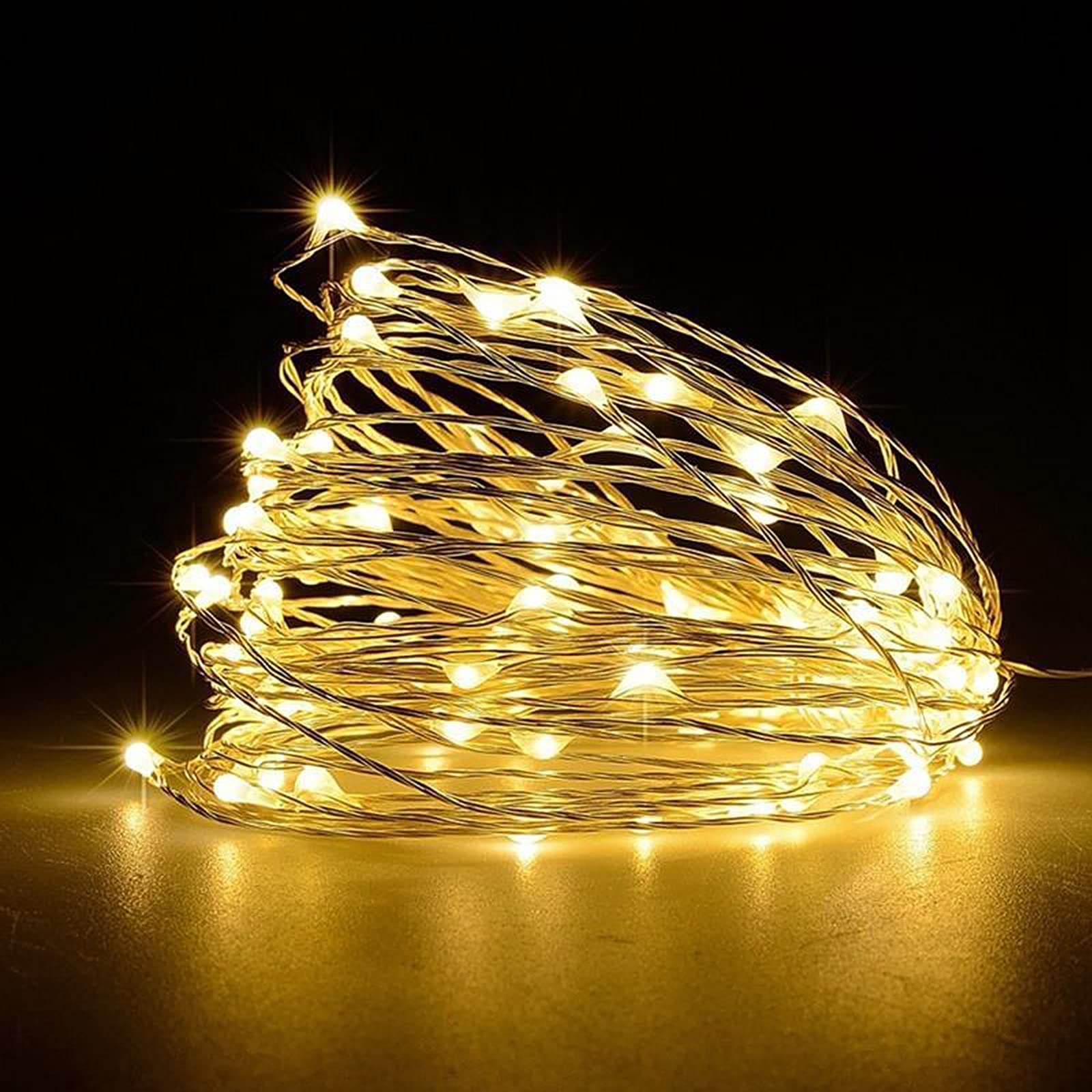 JsdoinFairy Lights, 1 PCS 100 LED Battery Operated String Lights Copper Wire Light for Indoor Outdoor Lighting, Bedroom, Wedding Decor, Party, Christmas, Tree Decoration(10M/33ft，Warm White)