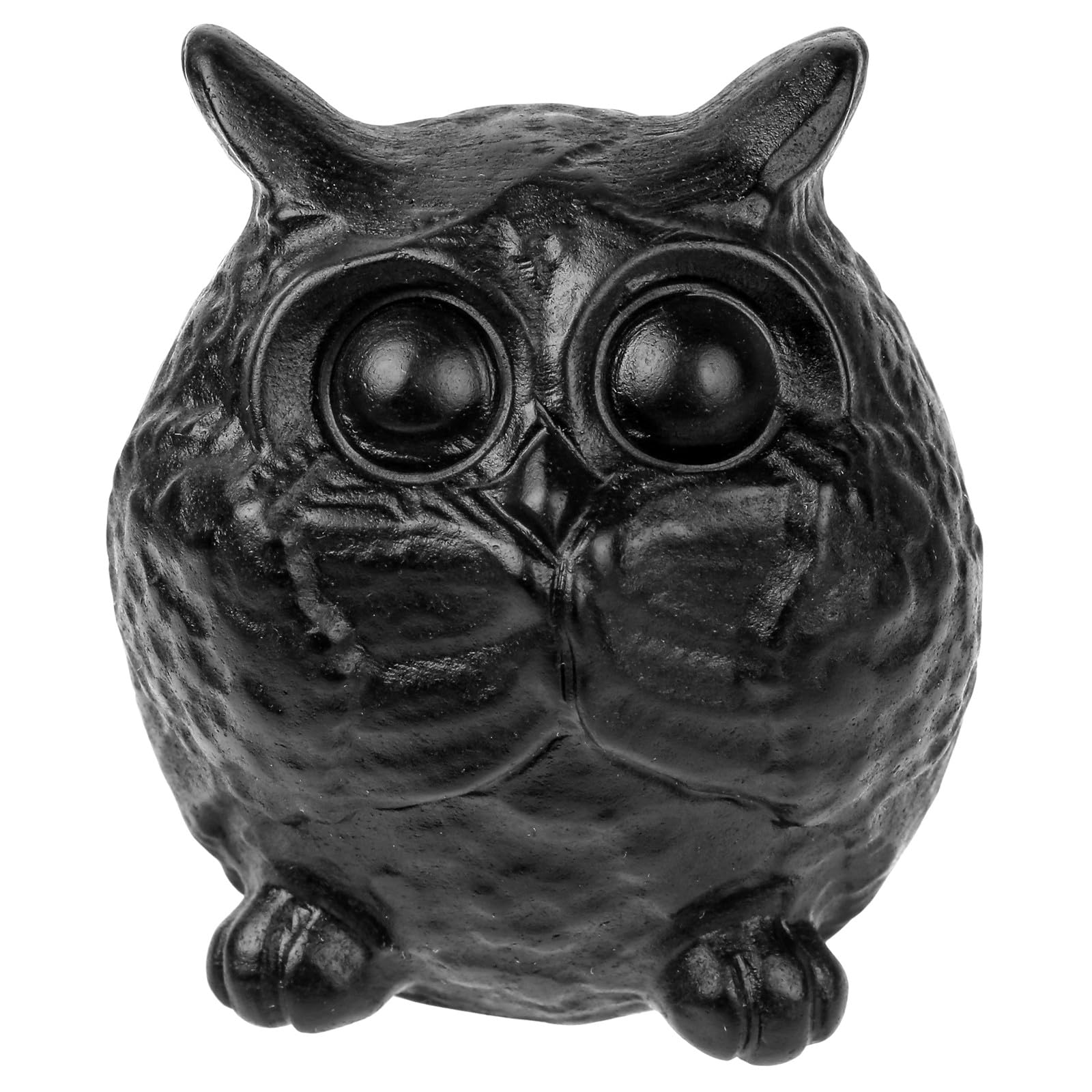 mookaitedecor Black Obsidian Crystal Fat Baby Owl Ornament, Hand Carved Animal Healing Crystal Owl Gift for Men Women, Reiki Lucky Little Crystal Owl Statue Sculpture Figurine Cute Black Room Decor