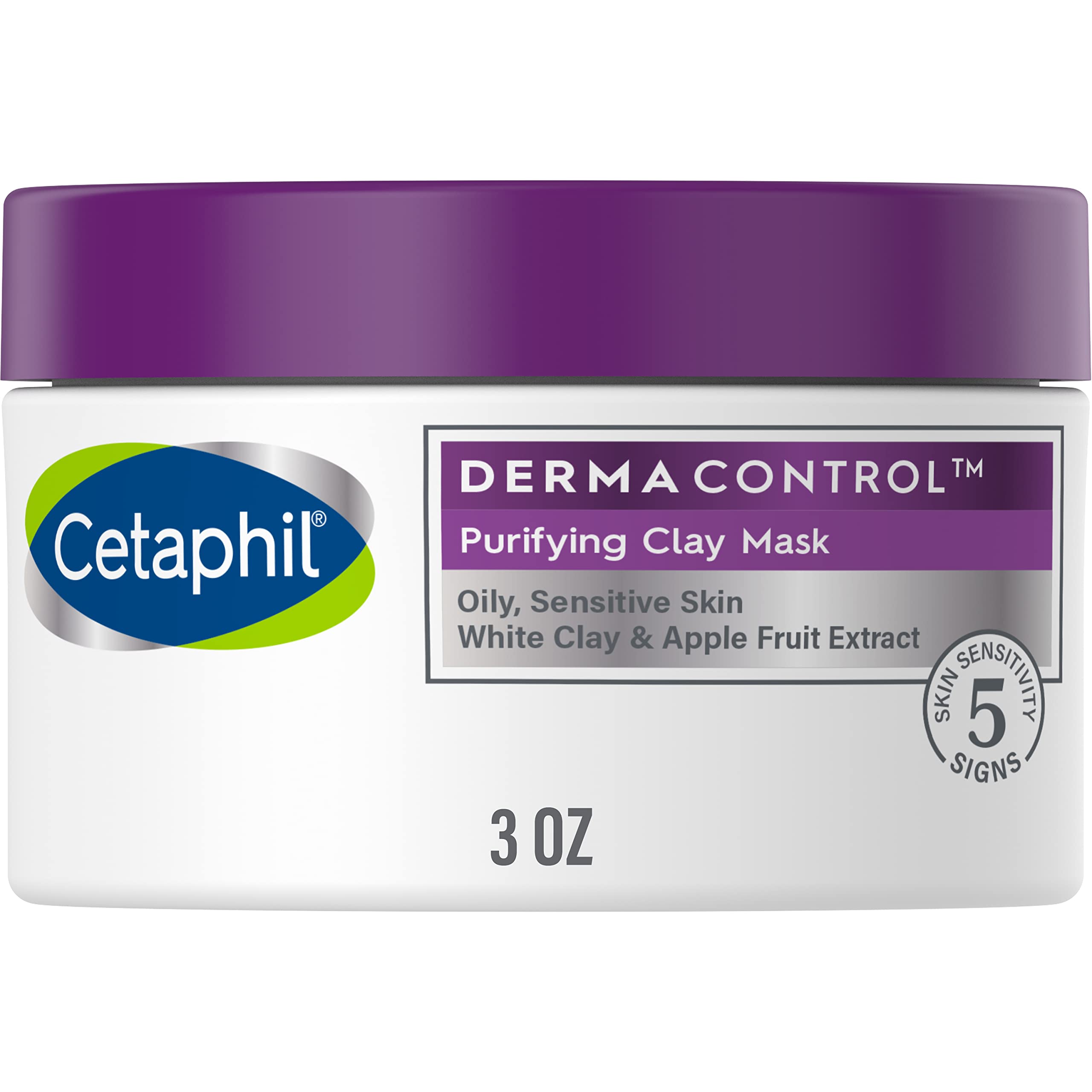 CetaphilClay Mask, DermaControl Purifying Clay Face Mask with Bentonite Clay for Blackheads and Pores, Designed for Oily, Sensitive Skin, 3 Oz