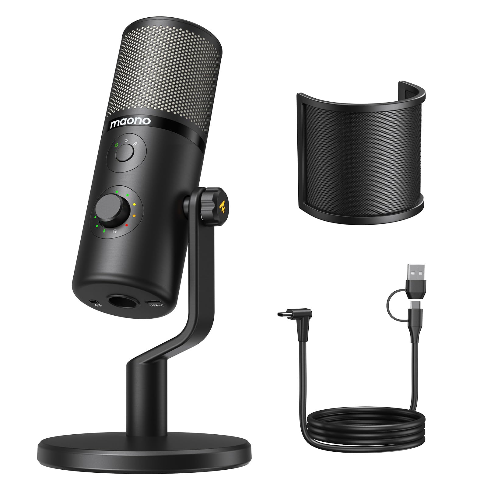 MAONOUSB Microphone for Gaming Streaming, Podcast Condenser mic with 3 Polar Patterns Software for Twitch TikTok YouTube Discord, Profession Studio Recording Mic for Computer PC Mac PS5 PS4, DM50