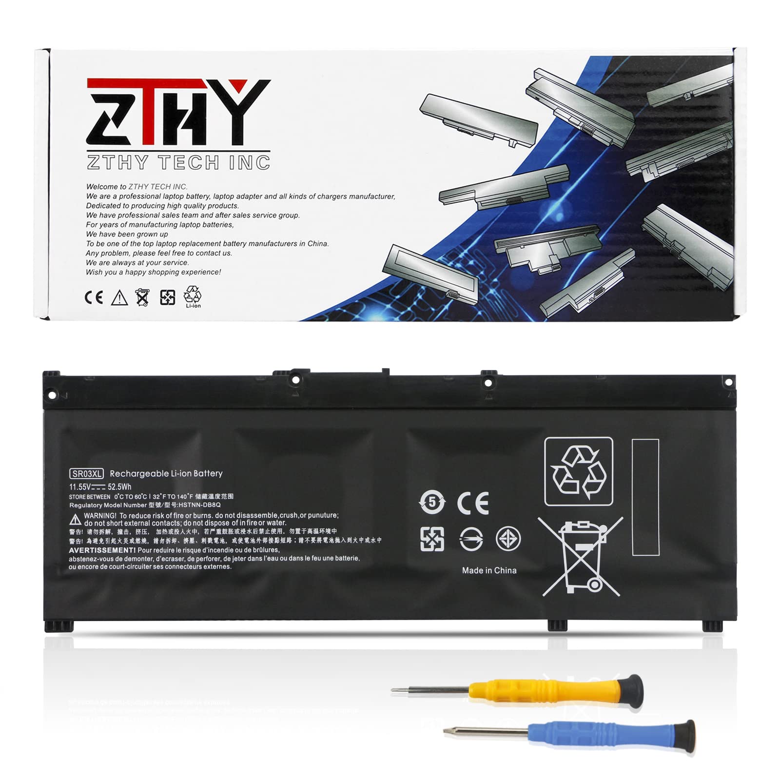 ZTHY 52.5Wh SR03XL SR03 Laptop Battery Compatible for HP Envy X360 15-CN000TX Pavilion 15-CX0074TX 15-CX0058WM 15-CX SRO3XL L08934-2C1 HSTNN-IB8L L08934-1B1