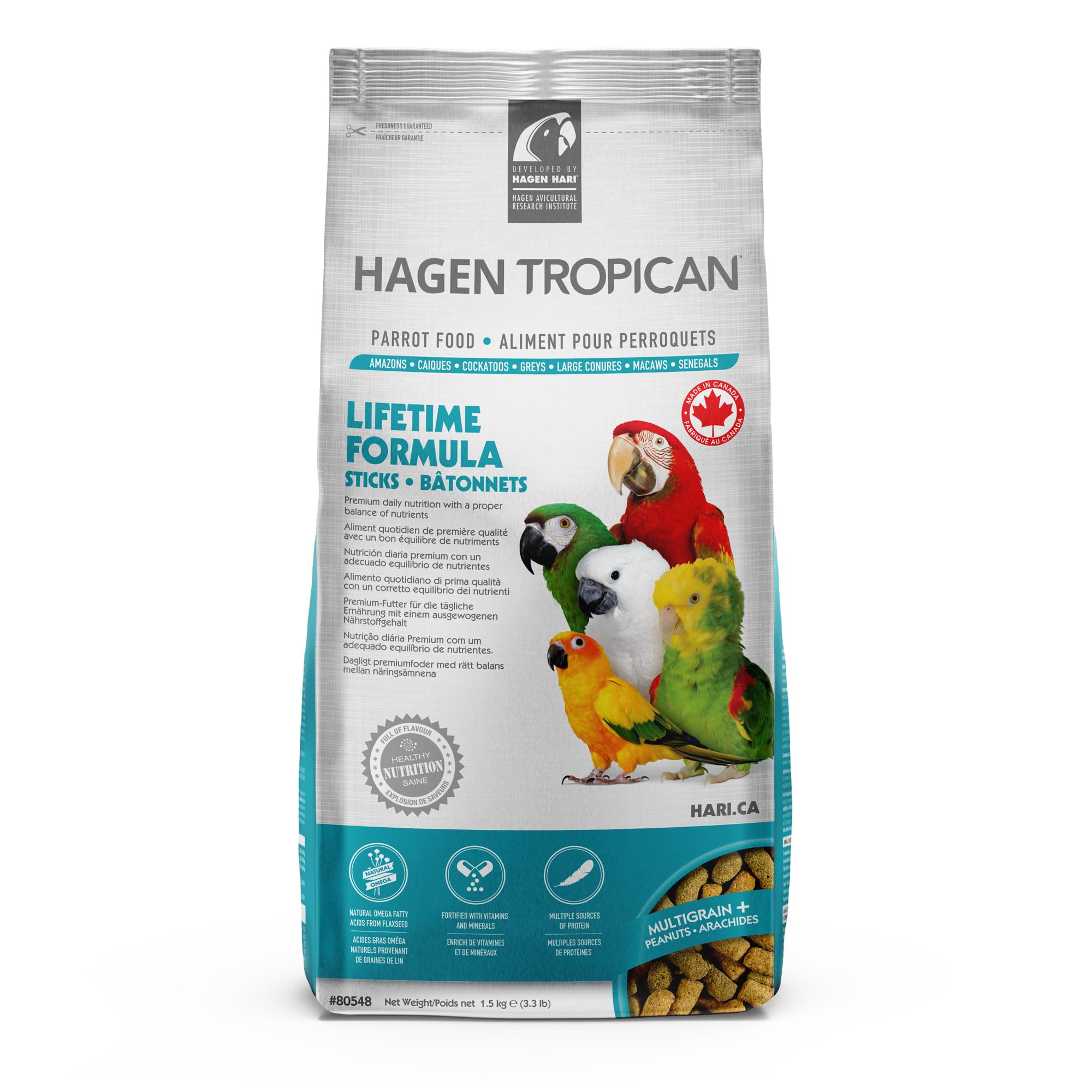 Tropican Lifetime Sticks for Parrots, Nutritional Parrot Food 1.5kg