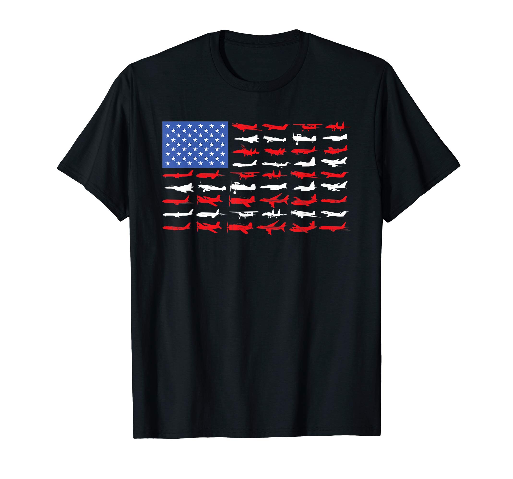 Pilot Flying Gift Vintage ApparelPilot Airplane American Flag Plane Aviation Short Sleeve T-Shirt