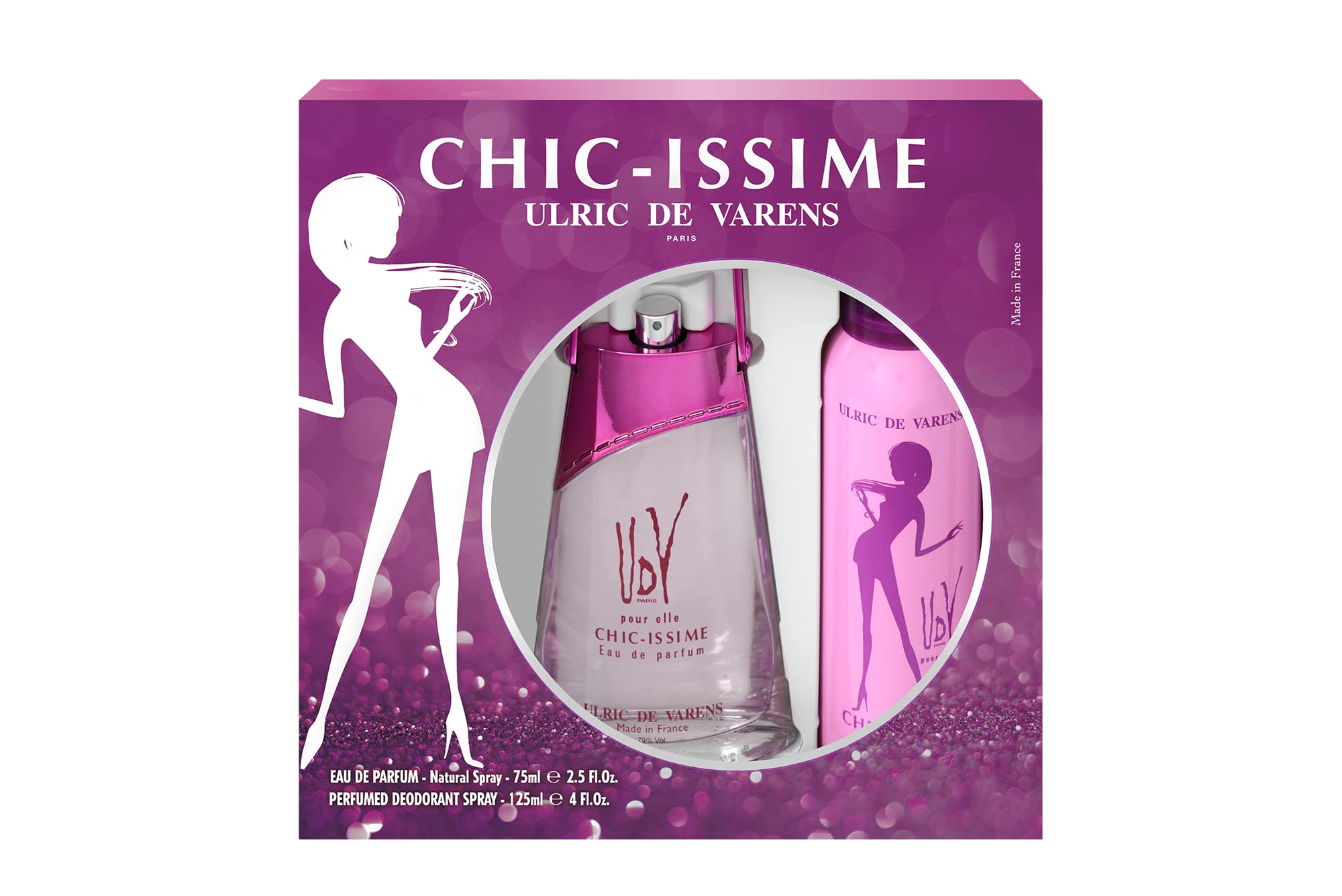 Udv Chic Issime By Ulric De Varens For Women. Set-eau De Parfum 2.5 OZ & Deodorant Spray 4 OZ