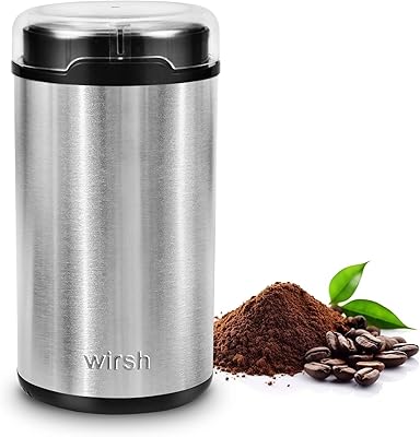 Wirsh Herb Coffee Grinder-Electric Coffee Grinder with Stainless Steel Blades, Coffee and Spice Grinder with Powerful Motor and 4.2oz. Large Capacity for Coffee Beans,Herbs,Spices, Peanuts,Grains