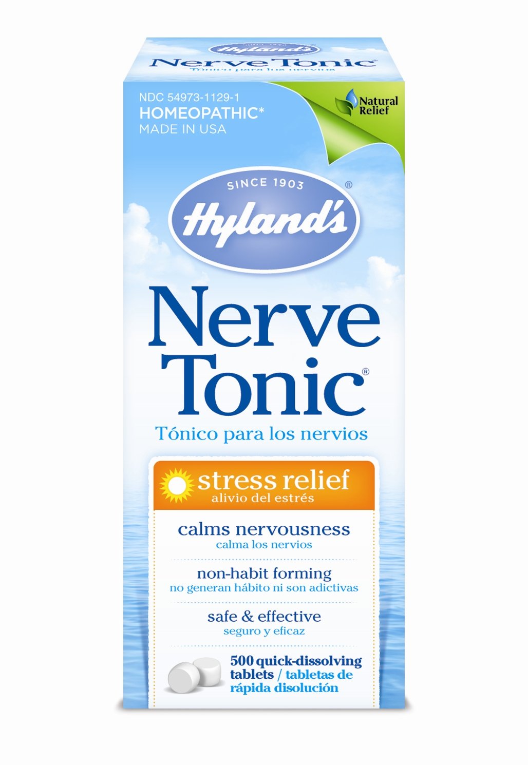 Hyland’s Nerve Tonic Stress Relief Tablets, Natural Relief of Restlessness, Nervousness and Irritability Symptoms, Non-Habit Forming, 500 Count