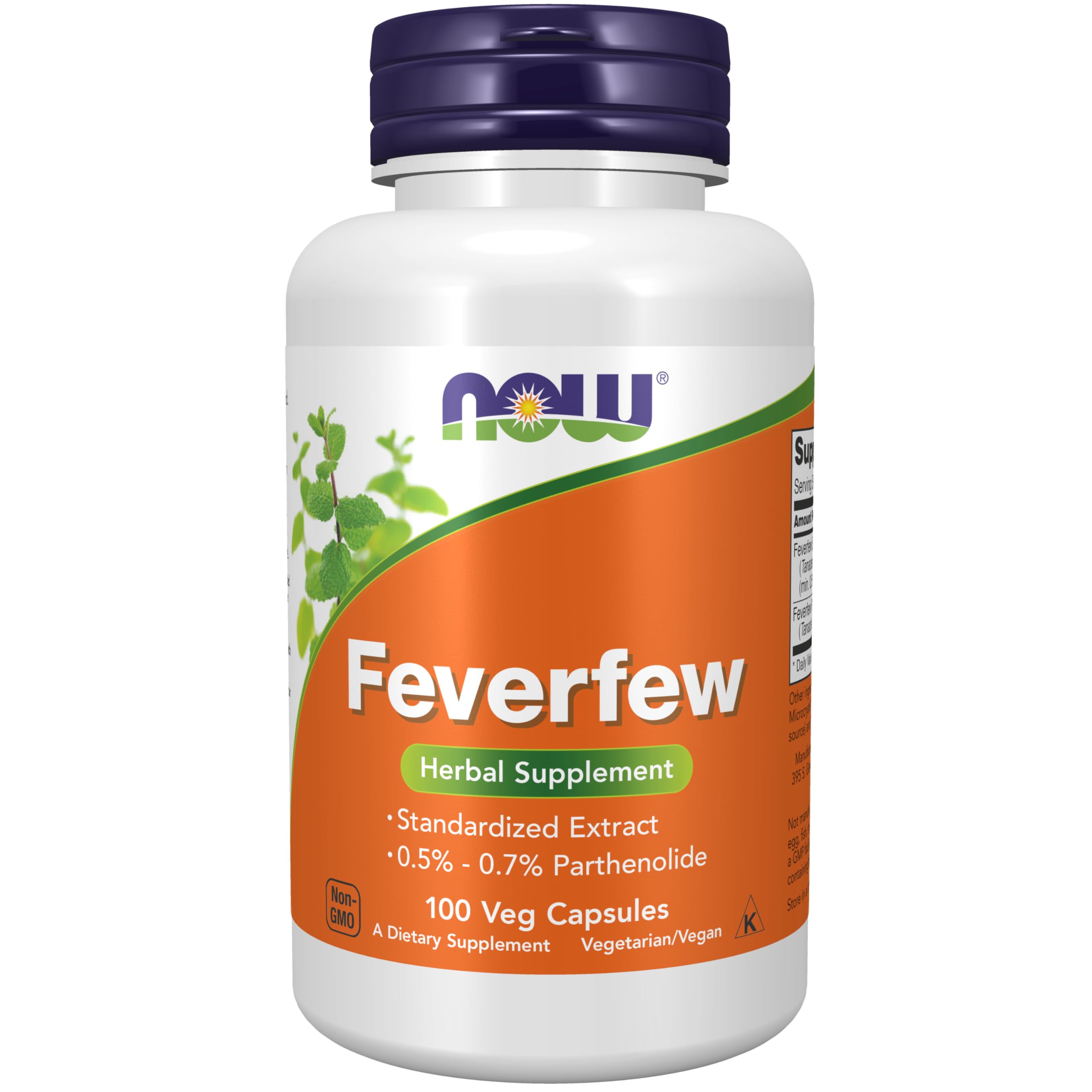 NOWSupplements, Feverfew with 0.5% - 0.7% Parthenolide, Herbal Supplement, 100 Veg Capsules