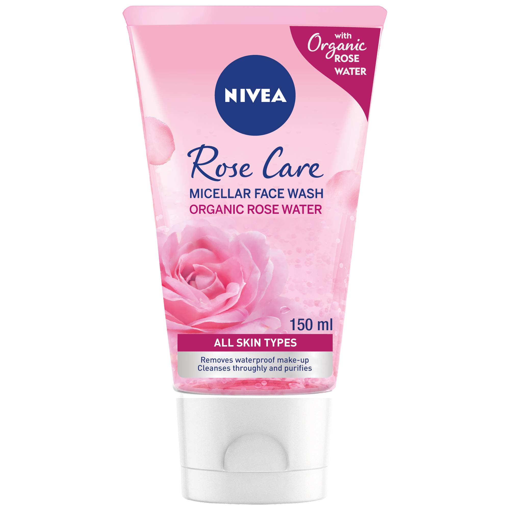 NIVEA Face Wash Micellar, Rose Care with Organic Rose, All Skin Types, 150ml