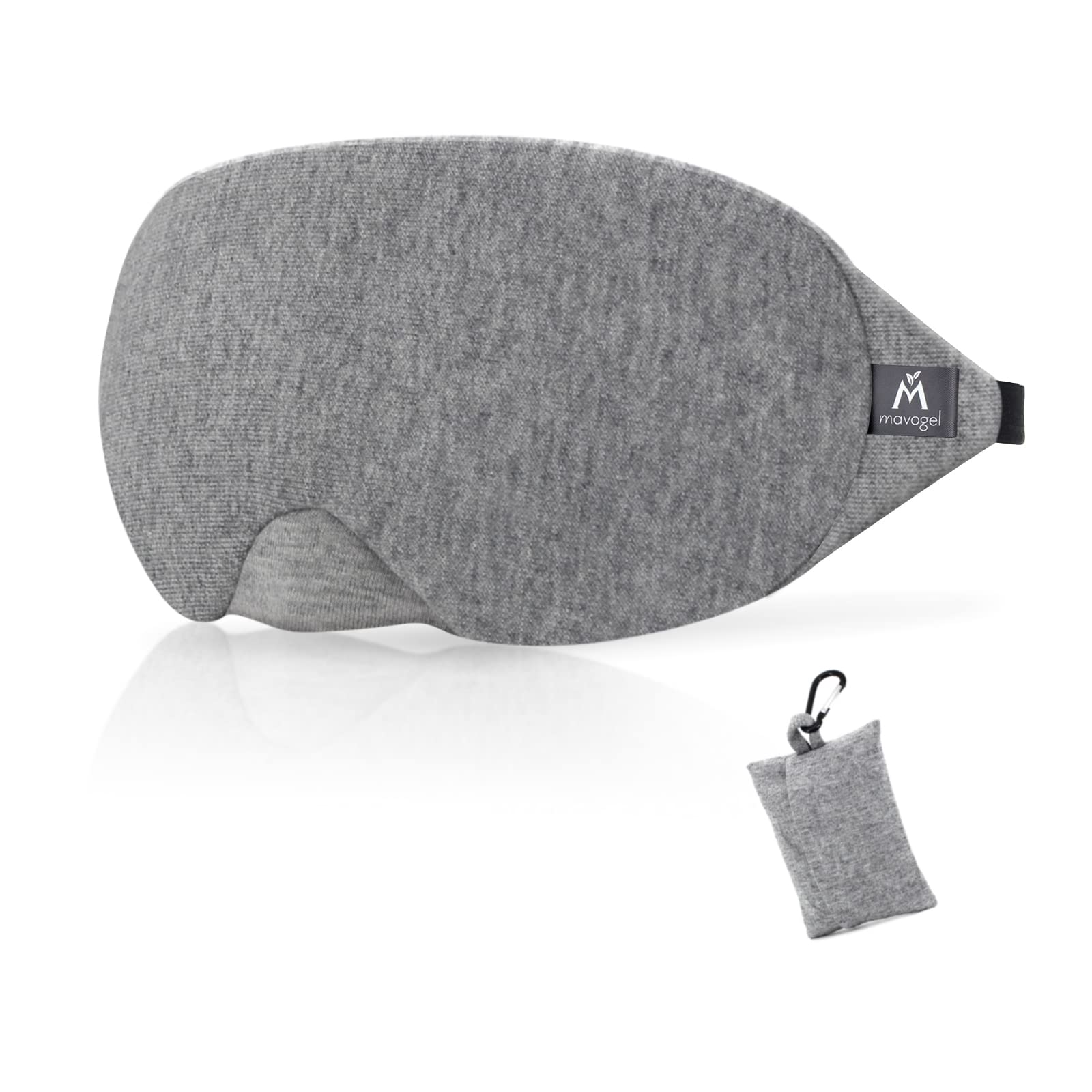 Mavogel Cotton Sleep Eye Mask - Updated Design Light Blocking Soft and Comfortable Night Eye Blinder for Men Women,Sleeping/Shift Work, Includes Travel Pouch, Grey