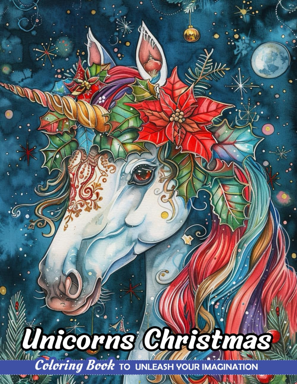 Unicorns Christmas: Adult Coloring Book with Unicorns Christmas for Stress Relief and Relaxation (Christmas Coloring Pages)