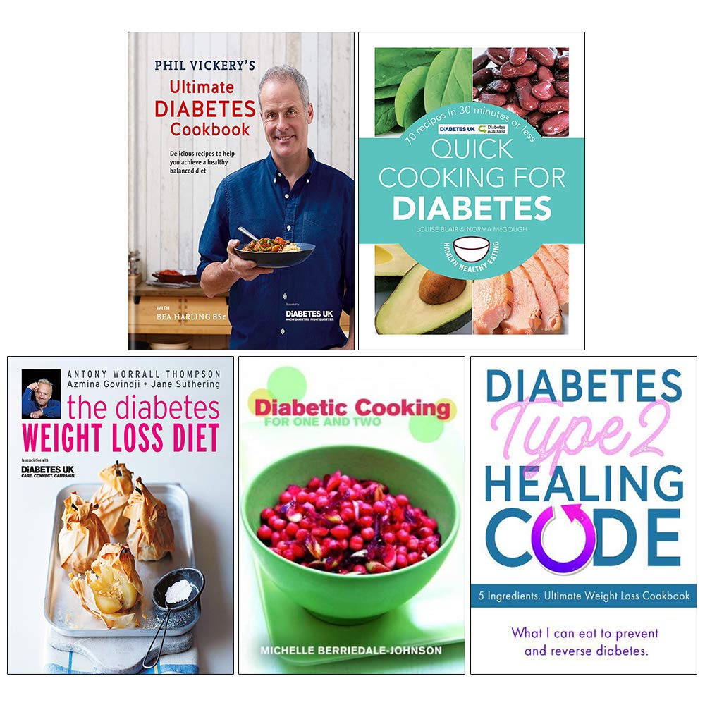 Phil Vickery Ultimate Diabetes Cookbook [Hardcover], Quick Cooking for Diabetes, The Diabetes Weight Loss Diet, Diabetic Cooking for One and Two, Diabetes Type 2 Healing Code 5 Books Collection Set