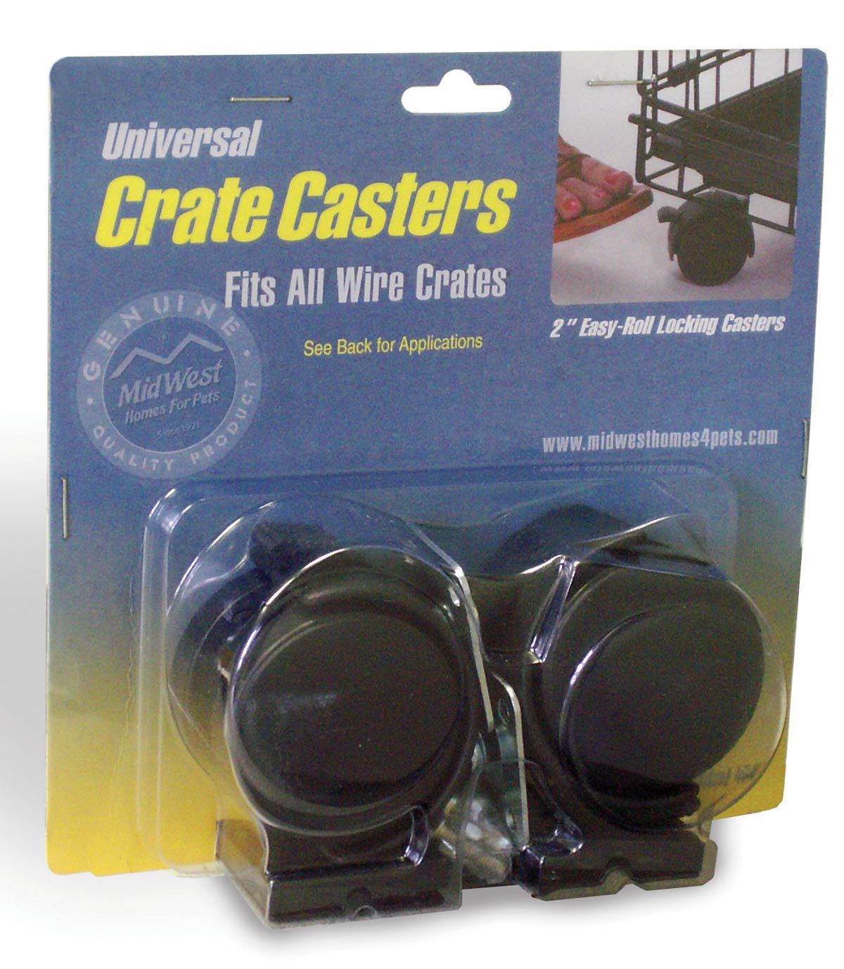 MidWest Homes for PetsUniversal Crate Casters, 2 count (pack of 1), Black, Model 44