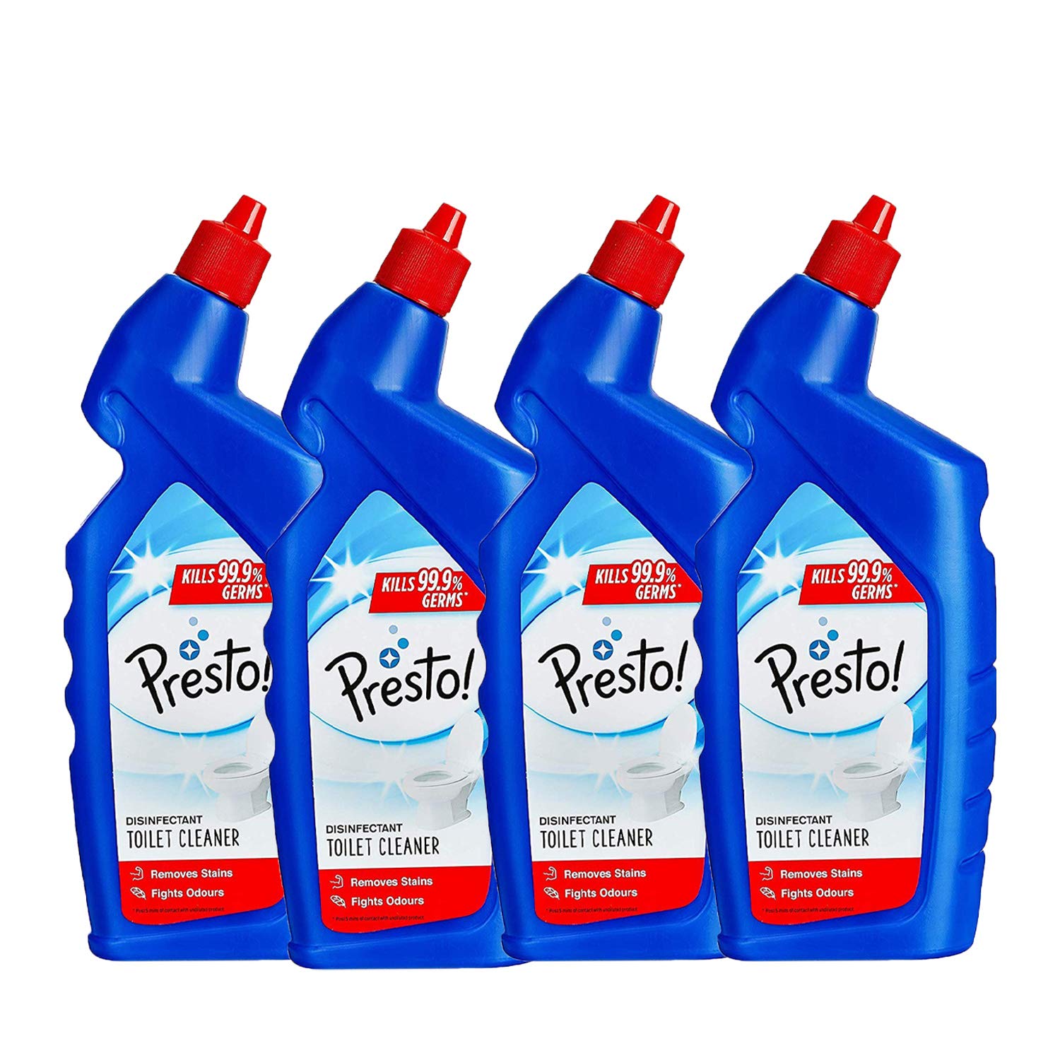 Amazon Brand - Presto! Disinfectant Toilet Cleaner, Original- 4 Ltr (1Ltr X 4)|Kills 99.9% Germs |Removes Toughest Stains | Provides Long Lasting freshness