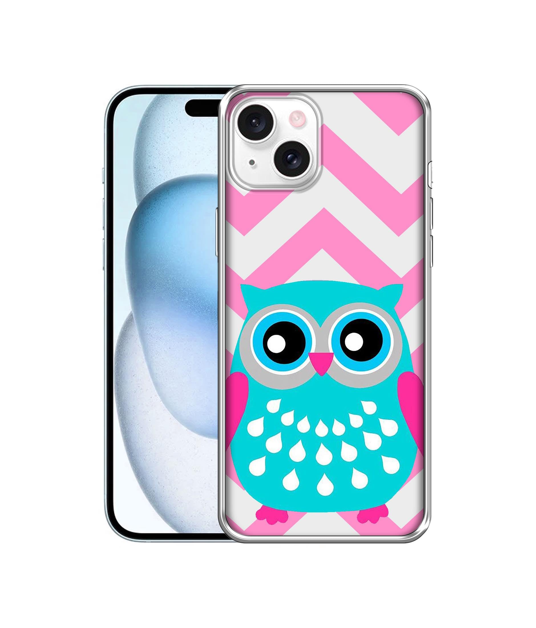 Amazon Brand- Solimo Basic Case for Apple iPhone 15 (Silicone_Sky Blue Owl)