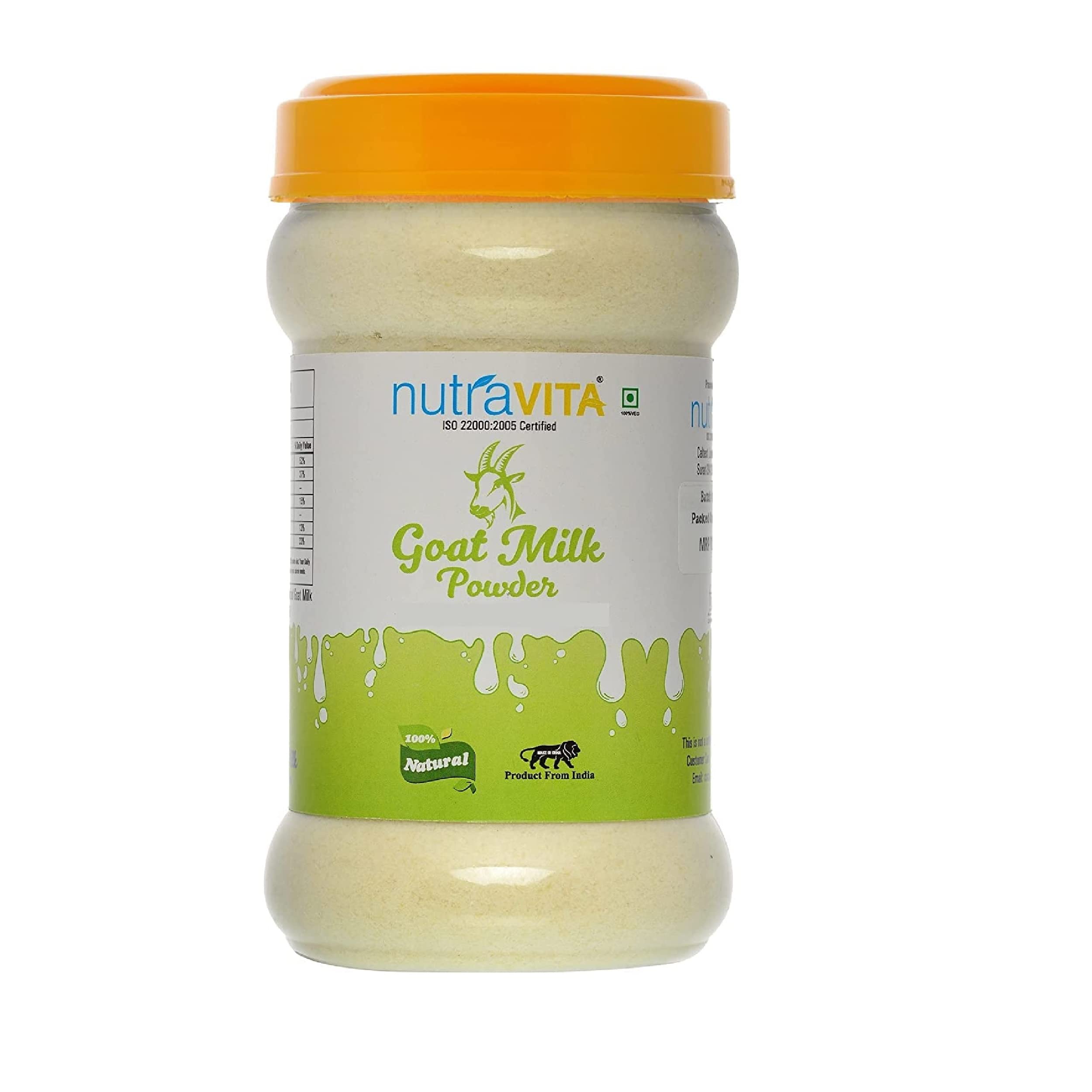 Nutra Vita Freeze Dried Goat Milk Powder -200 g (Natural, Gluten Free, No Added Color,Flavours or Preservatives) Packed in Reuseable PET Bottle Worth Rs. 55/-