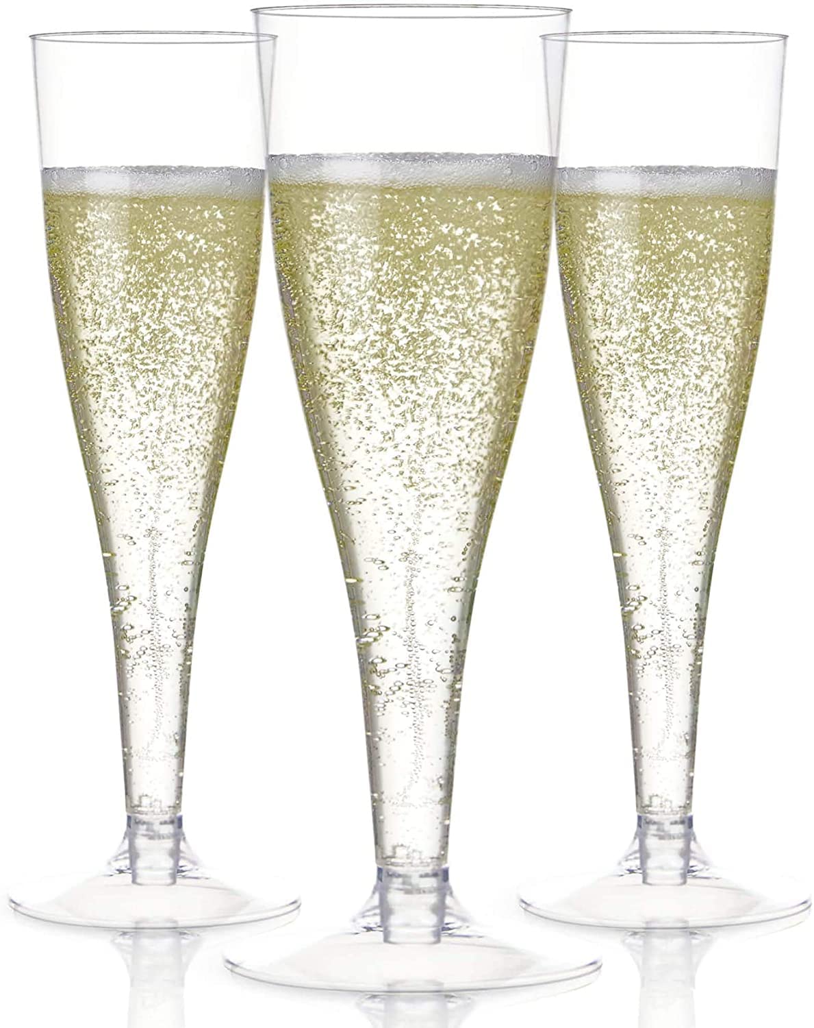 24 Plastic Champagne Flutes Disposable | Clear Plastic Champagne Glasses for Parties | Clear Plastic Cups | Plastic Toasting Glasses | Mimosa Glasses | Wedding Party Bulk Pack