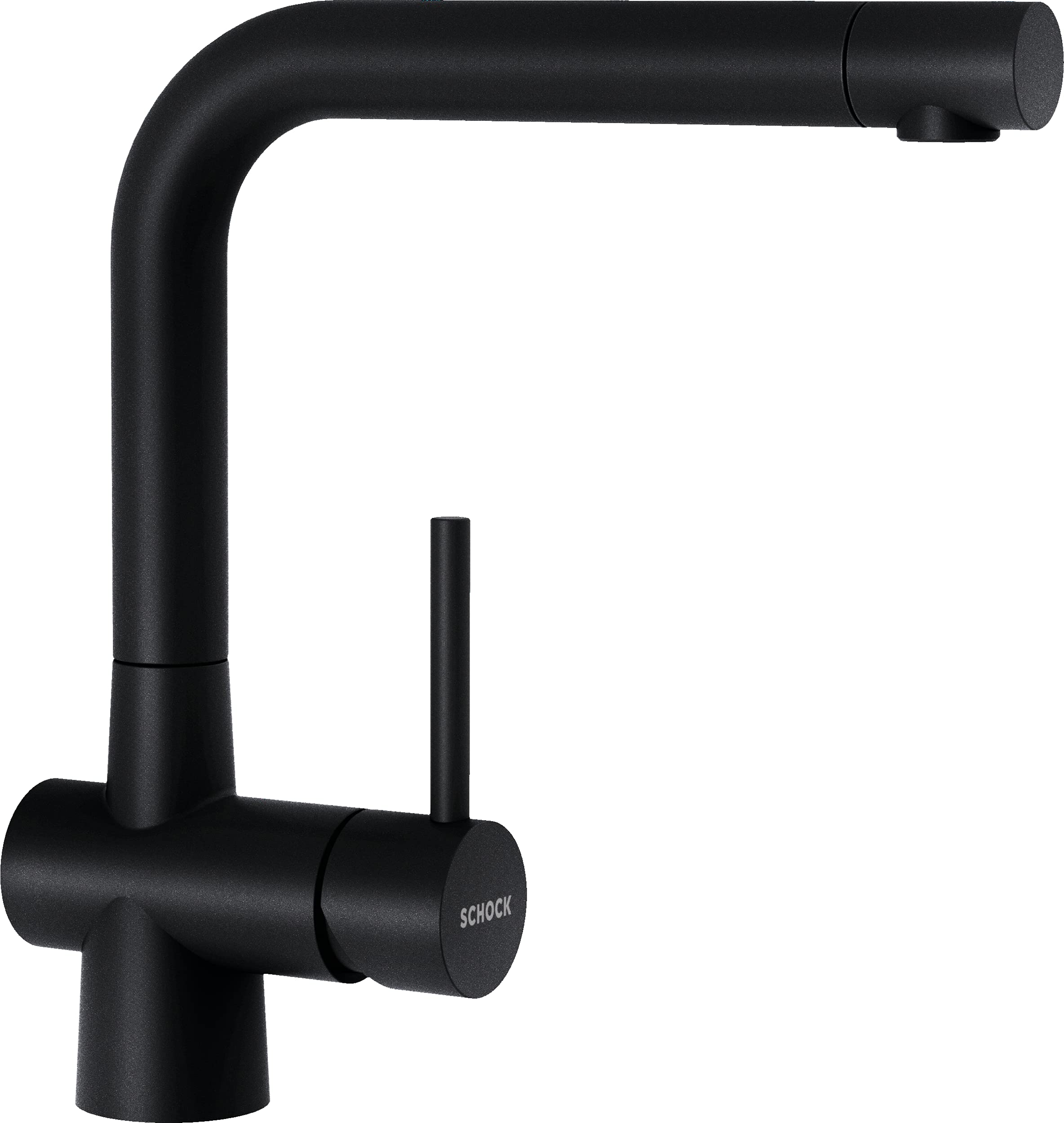 Schock 517120PUR Laios Puro Black High Pressure Kitchen Tap with Extendable Hose Spray and Standard Connections