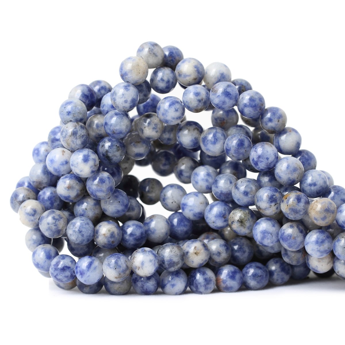 CHEAVIAN 45PCS 8mm Natural Blue White Sodalite Gemstone Round Loose Beads for Jewelry Making 1 Strand 15"