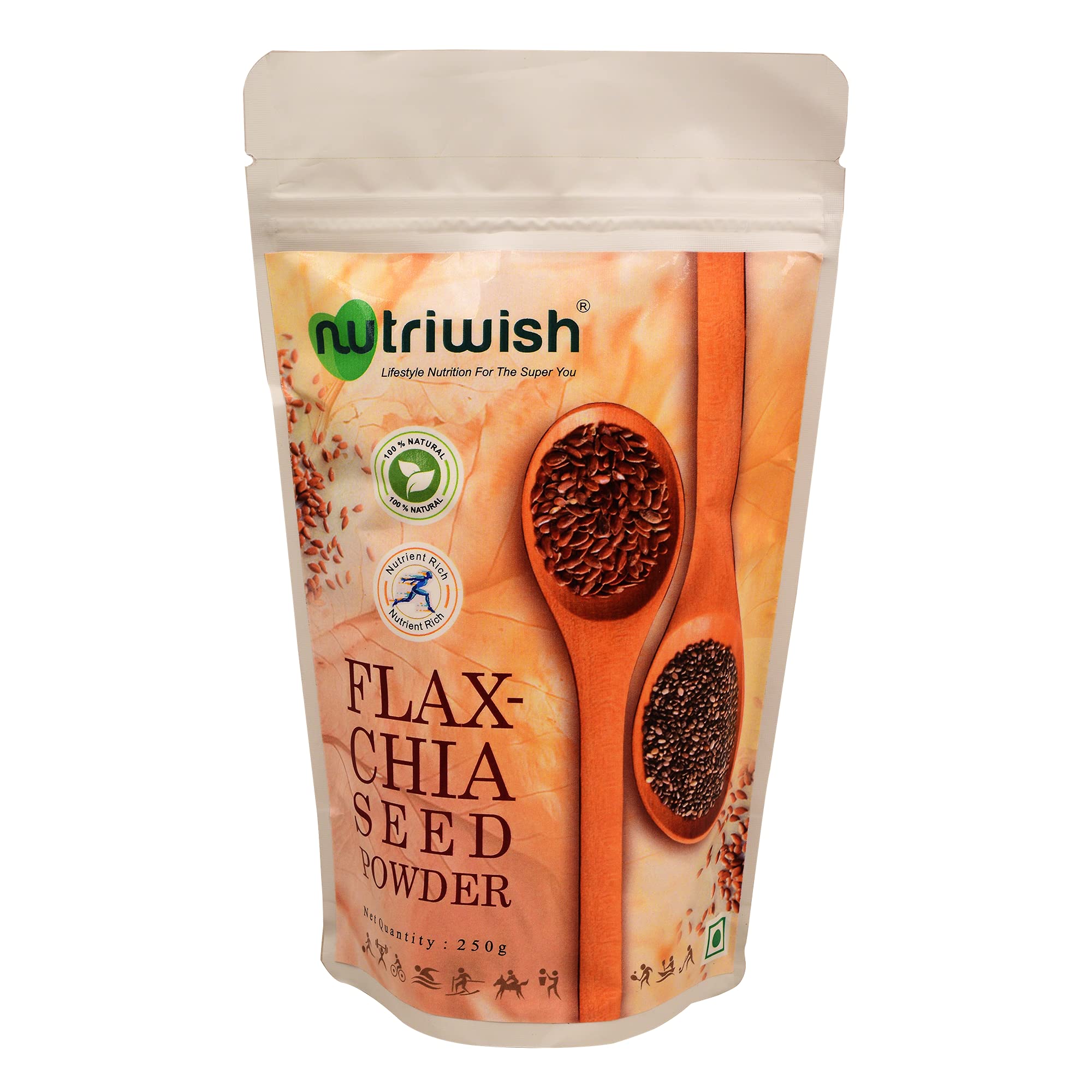 Nutriwish Flax Chia Seed Powder, 250 g - Rich in Fiber and Omega-3 | Diet Food