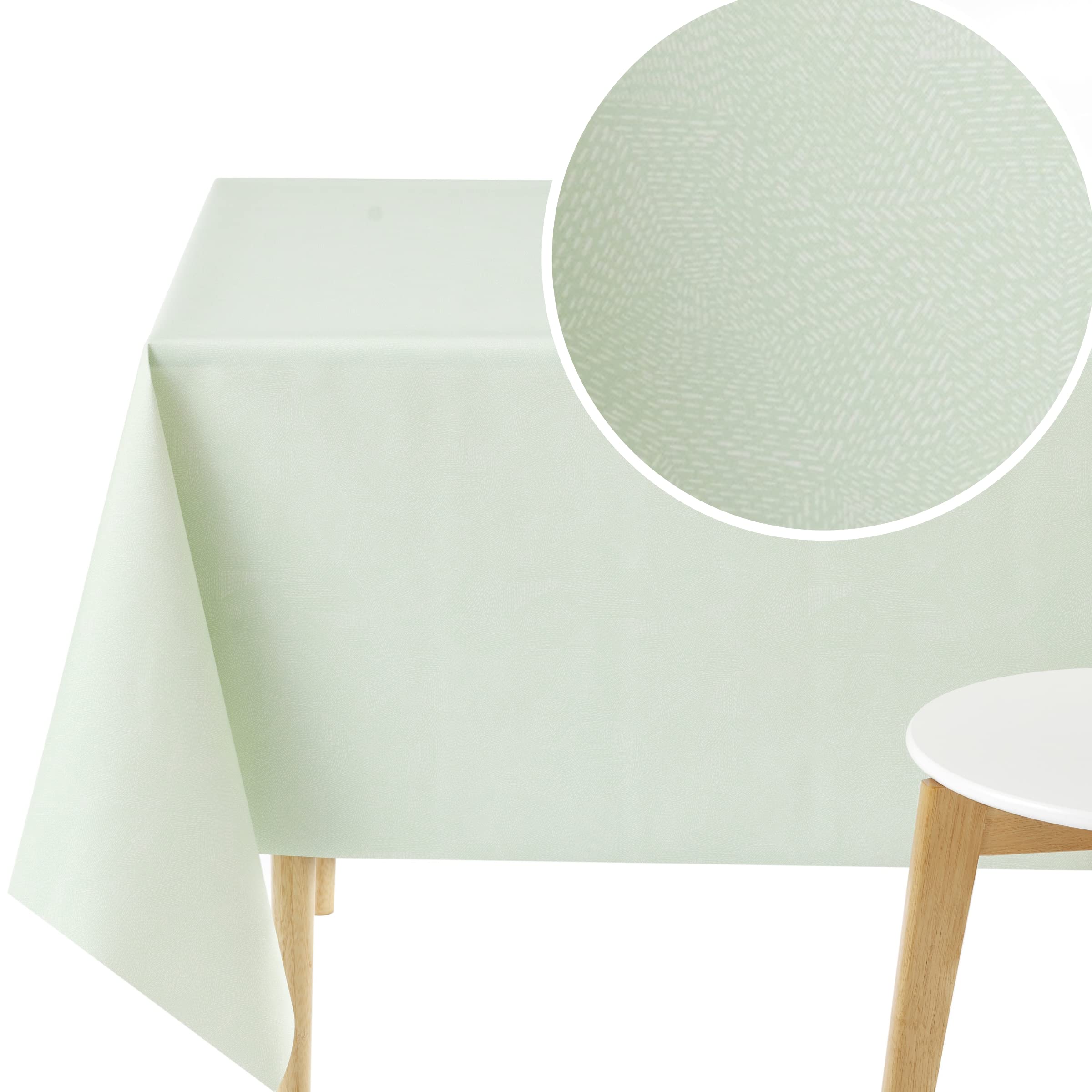 KP HOME PVC Table Cloth Wipe Clean Tablecloth Oilcloth Pastel Green Delicate Dash Pattern Plastic Table Cloth Wipeable Waterproof Tablecloth Large Rectangle 200 x 140 Lines Print 6 seat Table Cloth