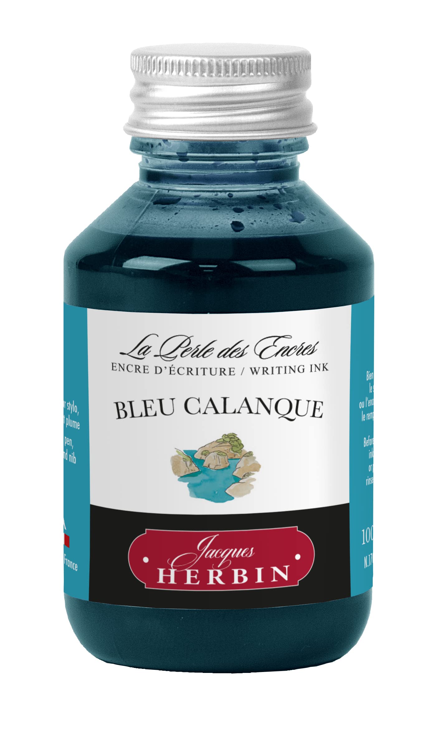 Jacques Herbin17014T - Flacon d'encre à écrire 100ml - Stylo-Plumes, stylos Roller - Bleu Calanque