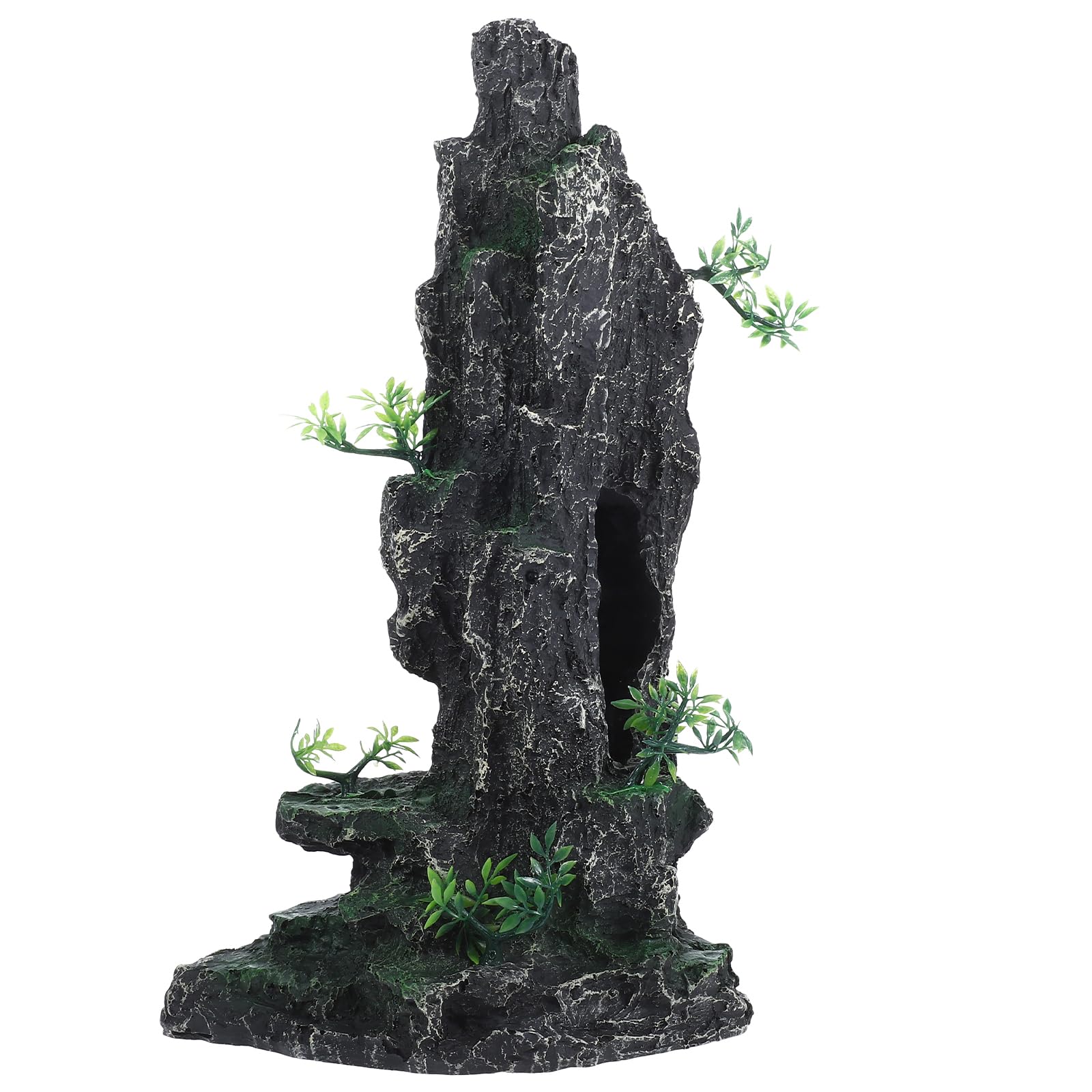 balacoo Aquarium Mountain View Ornament Artificial Rockery Tree Rock Cave Landscape Fish Tank Decoration Hill Decor Betta Shrimp Hiding Cave