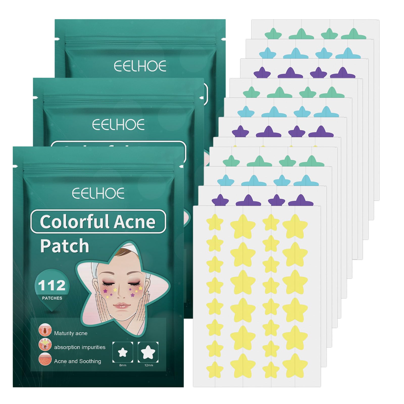 336pcs Pimple Patches Pimple Patches Stars Starface Pimple Patches Star Shape Pimple Acne Patches Fast Healing Acne Patch Spot Stickers With Tea Tree Oil + Salicylic Acid.