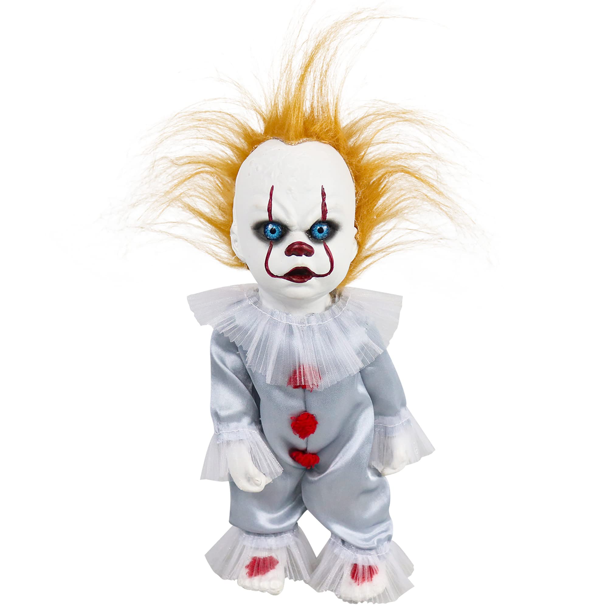 Creepy Clown Plush Doll Horror Movie Stuffed Toy Figure Spooky Scary Plushies Gifts Halloween Party Prop Replica for Kids Adult Fans 5.9 Inches