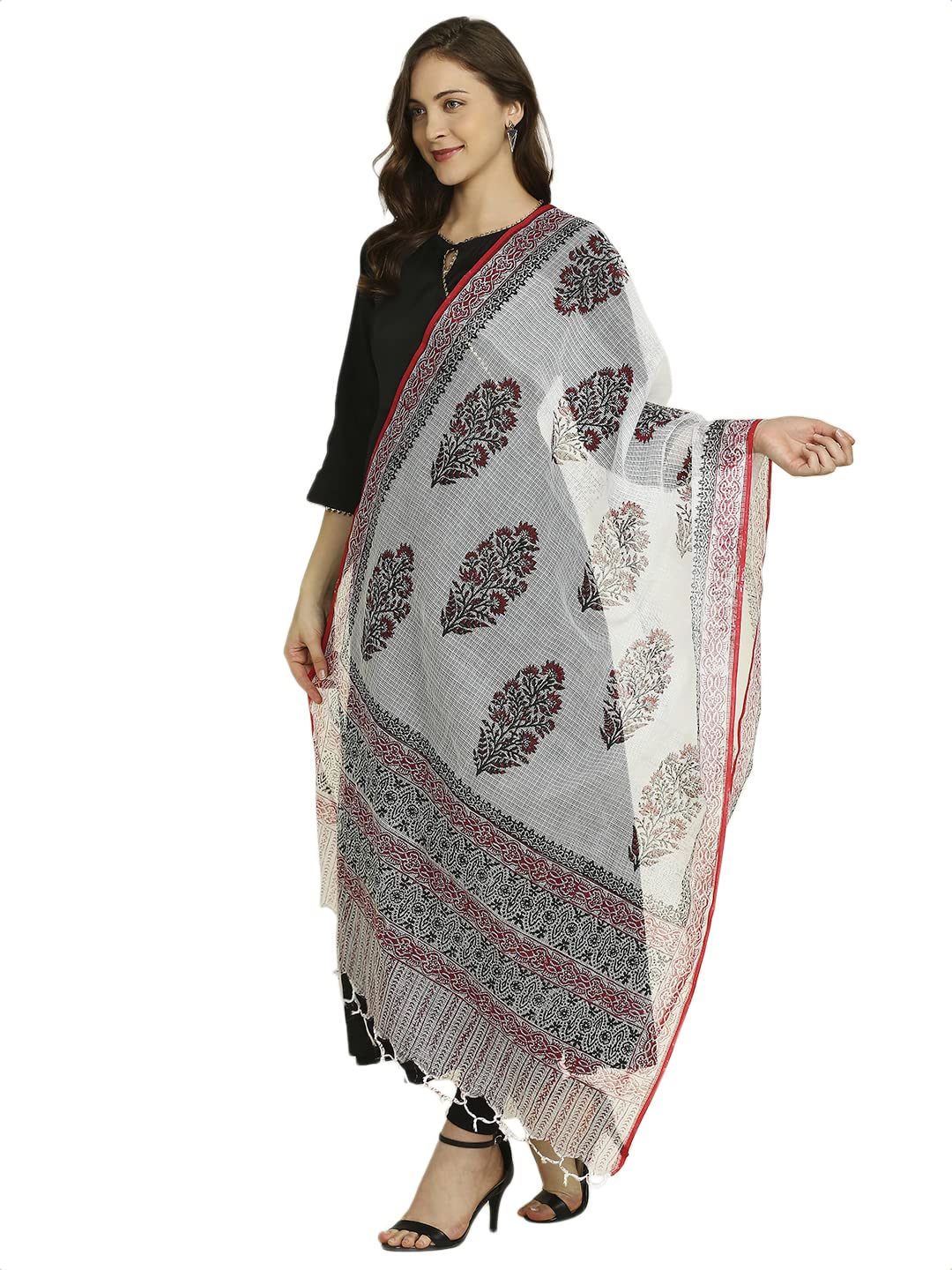 DUPATTA BAZAAR Women's Block Printed Kota Doria Dupatta