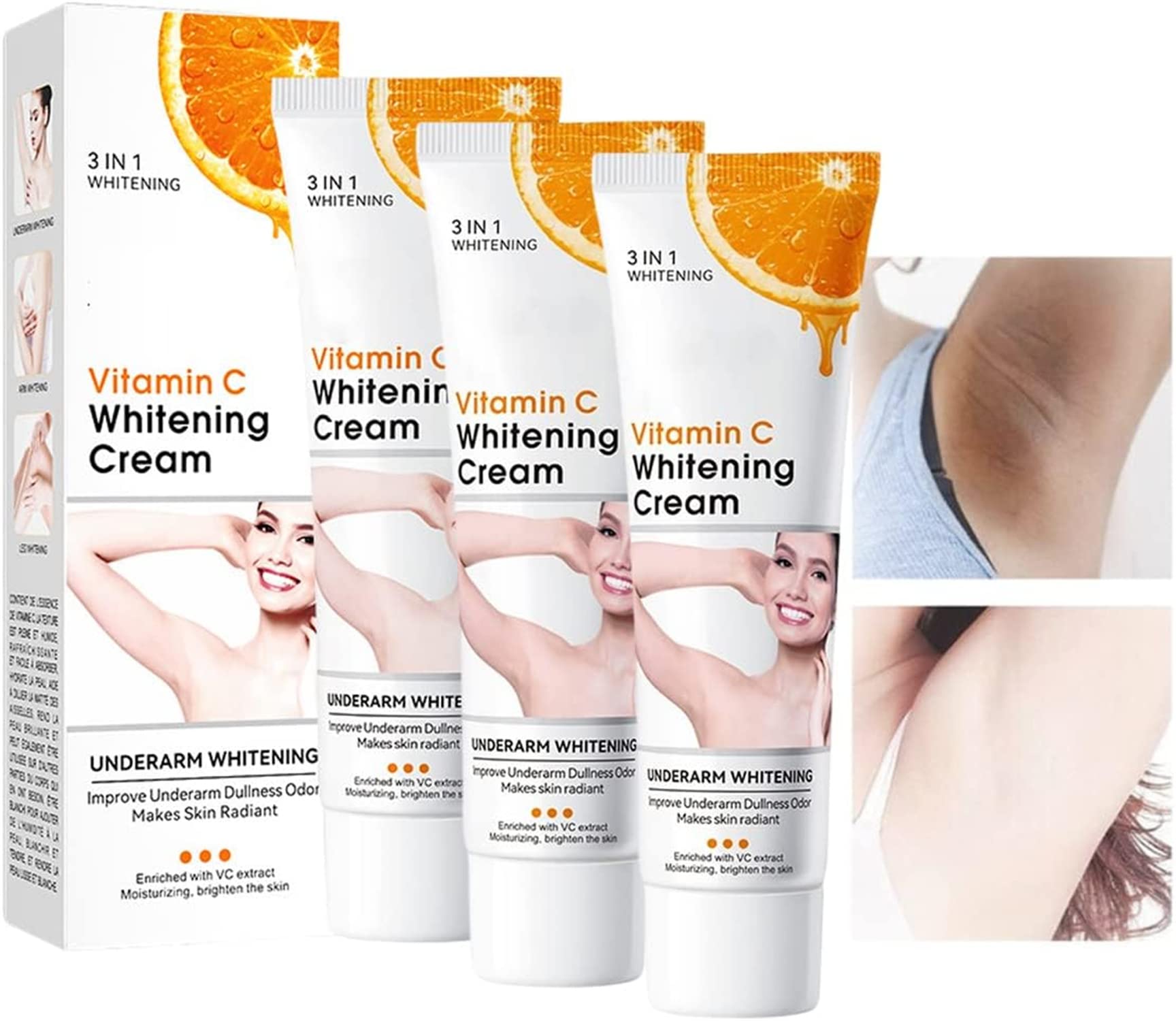 Leche Con Colageno Crema Aclarante,Crema De Leche Con Colageno Aclarante,Underarm Whitening Creams, Crema Blanqueadora Para Partes Intimas - Axilas, Cuello, Rodillas, Codos (3 Pcs)