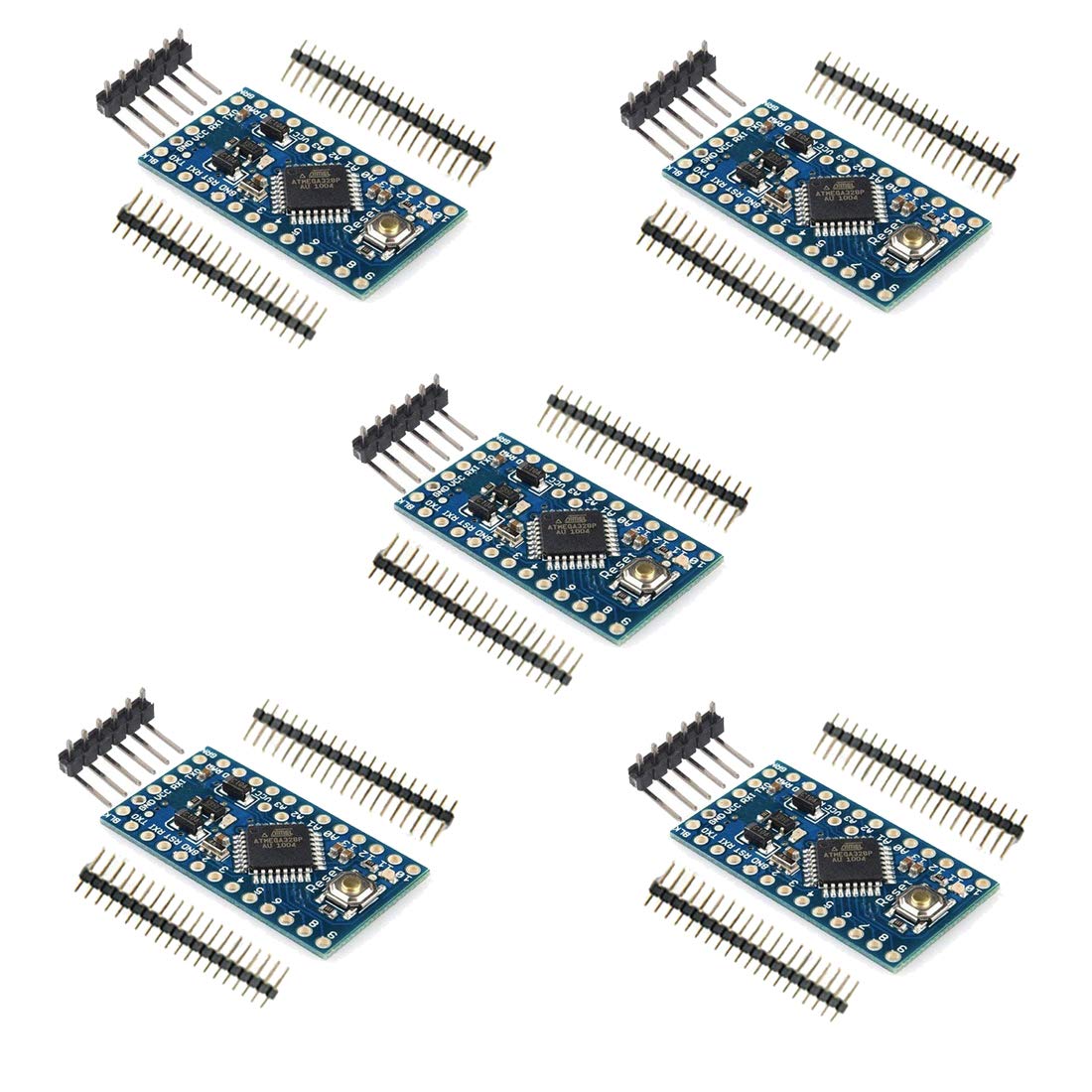 Hailege 5pcs PRO Mini Atmega328P-AU 5V/16MHz Development Board Microcontroller Bootloadered Pinout is Identical to Arduino Pro Mini Compatible to Arduino IDE with Pin Headers