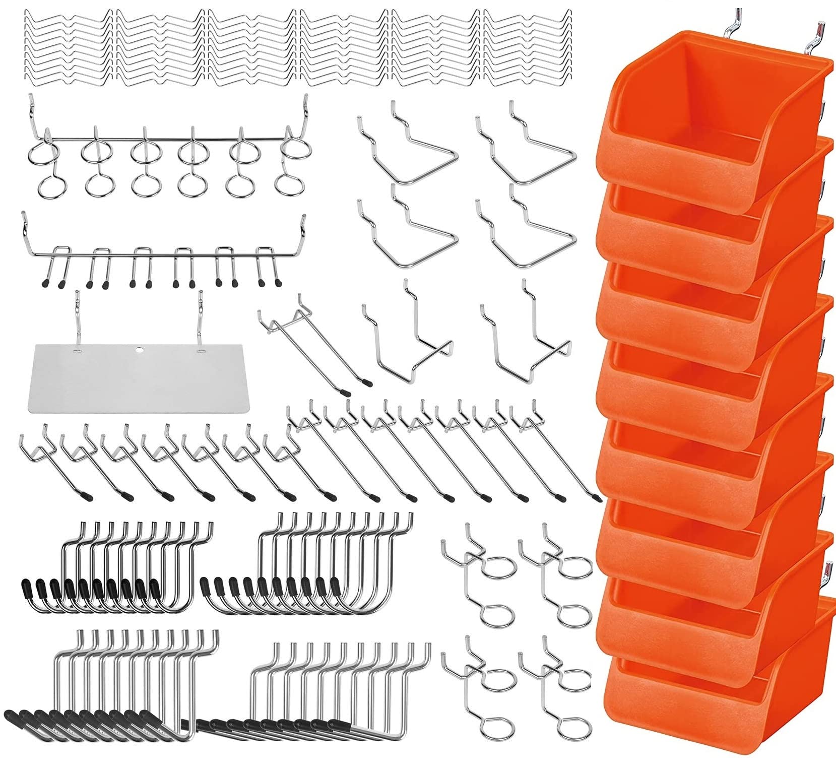 HORUSDY 150-Piece Pegboard Hooks Assortment, Pegboard Accessories with Pegboard Bins for Organizing Various Tools