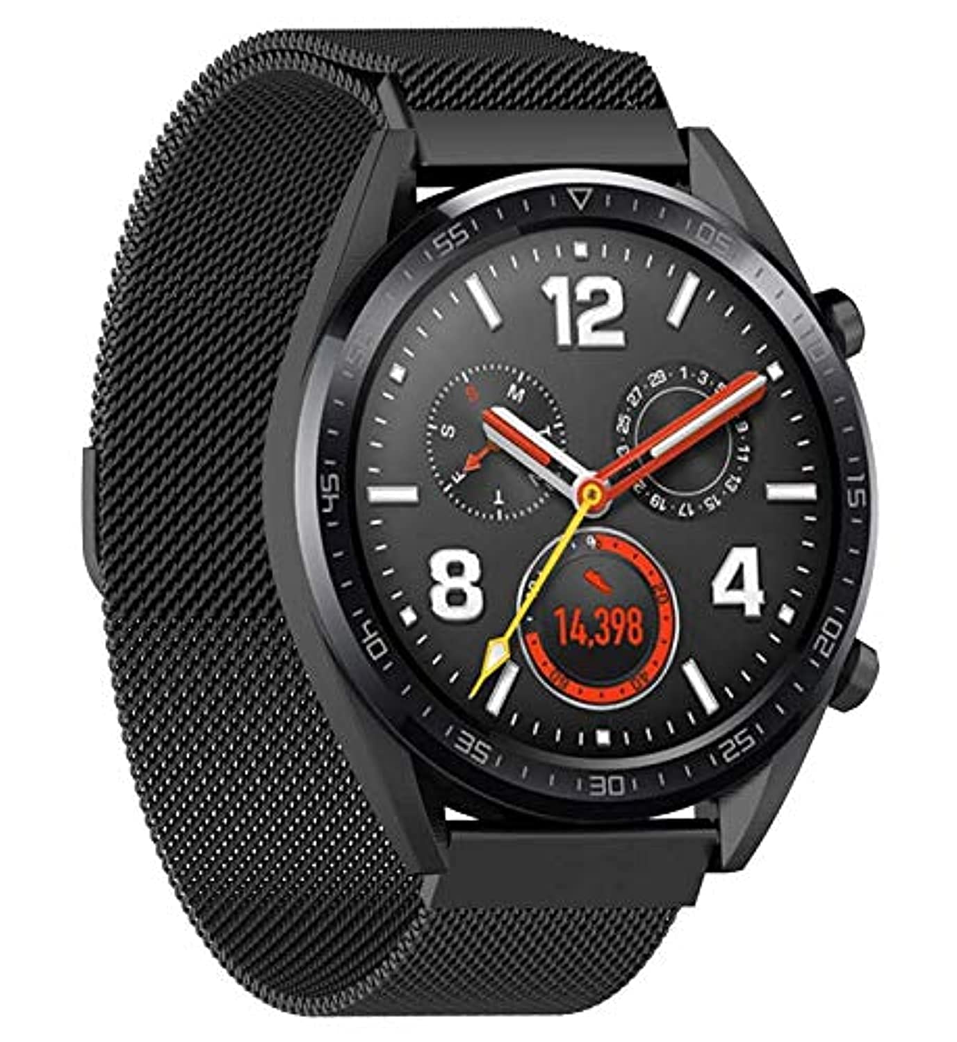 SKEIDOStainless Steel Replace Mesh Band Strap for Huawei Magic/Watch GT/Ticwatch Pro black