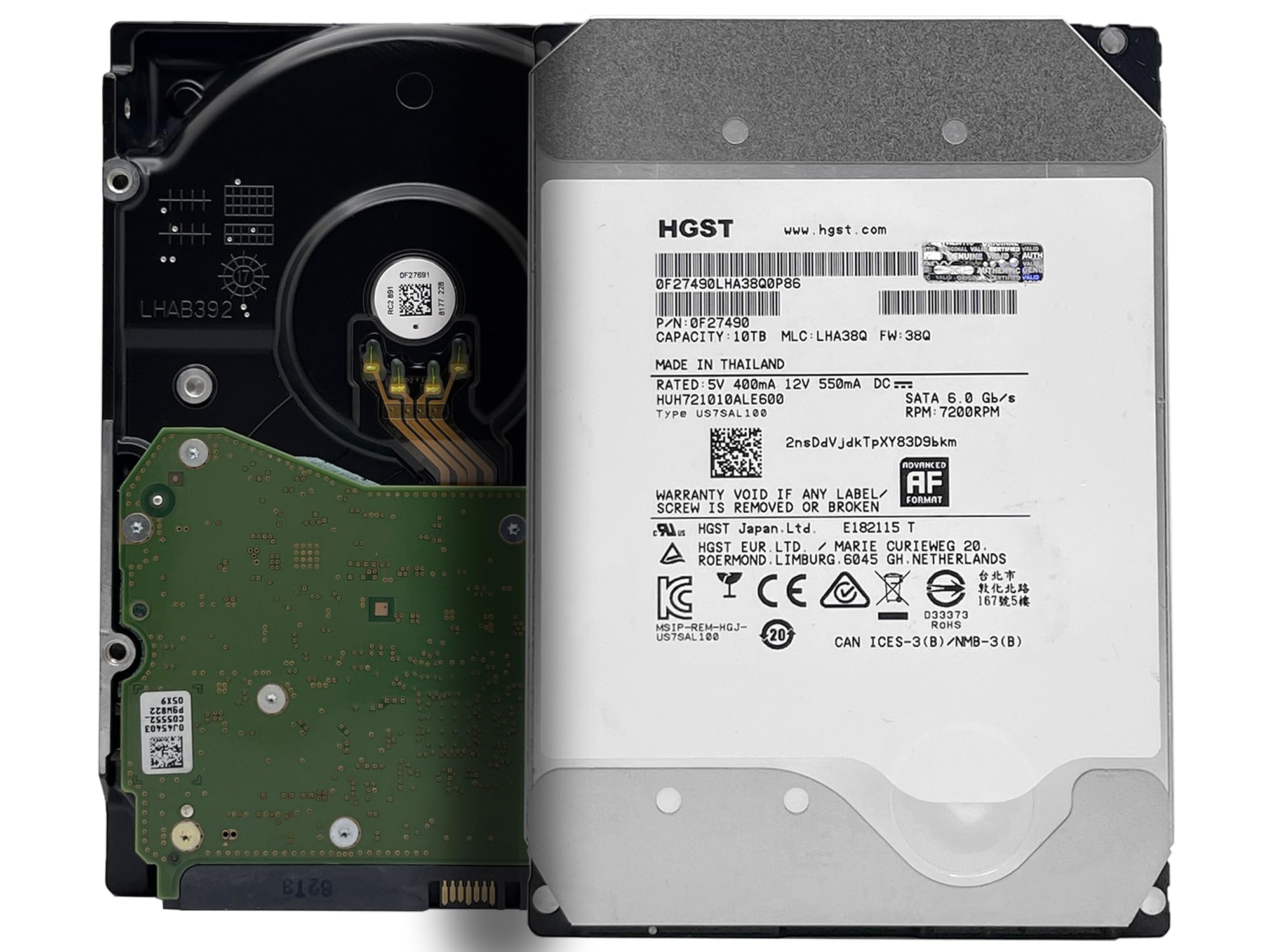 HGST Ultrastar He10 | HUH721010ALE600 (0F27452) | Power Disable | 10TB SATA 6.0Gb/s 7200 RPM 256MB Cache 3.5in HDD | 512e | Enterprise Hard Drive (Renewed)