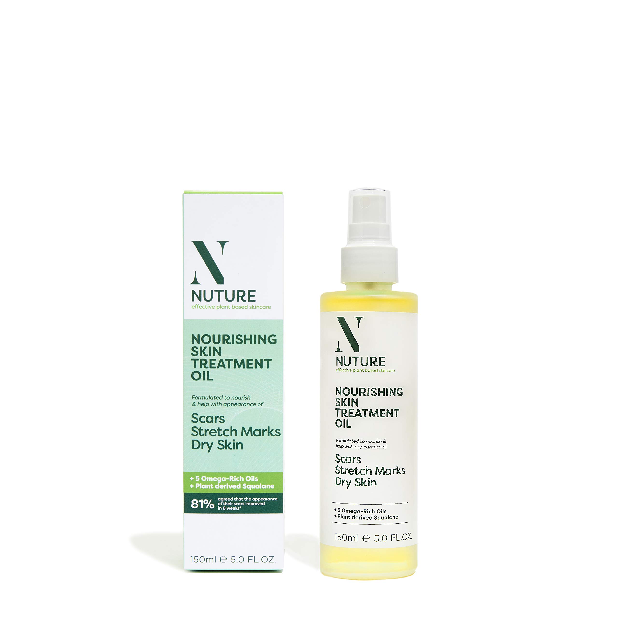 NUTURE Nourishing Skin Treatment Oil 150ml | Improves the appearance of Scars & Stretch-marks | Omega-rich Oils | Face & Body | Absorbs Quickly | Antioxidants | Soothed & Softened