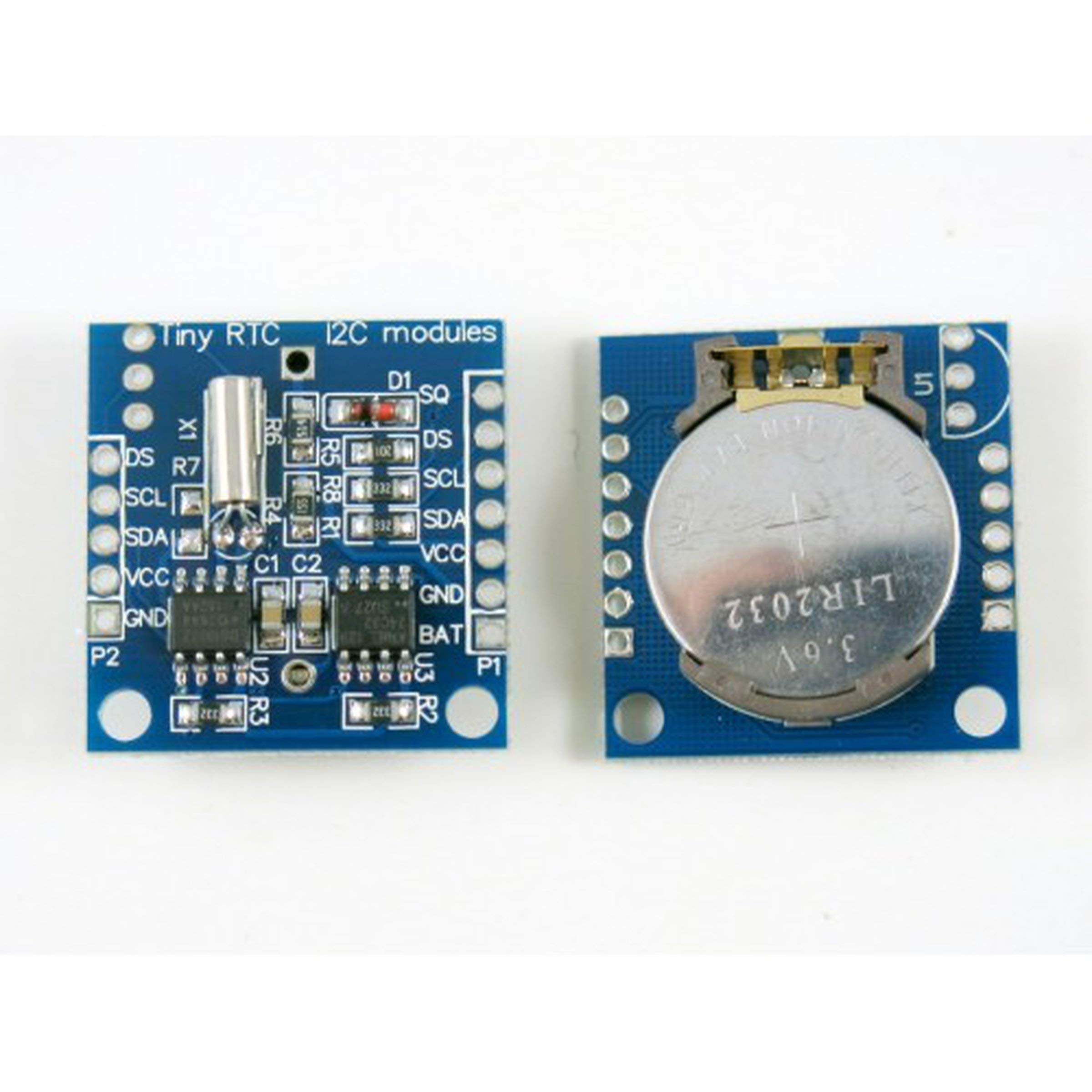 Robotbanao DS1307 RTC (Real Time Clock) AT24C32 I2C Module With CR2032 3V Lithium Coin Battery - Pack of 1