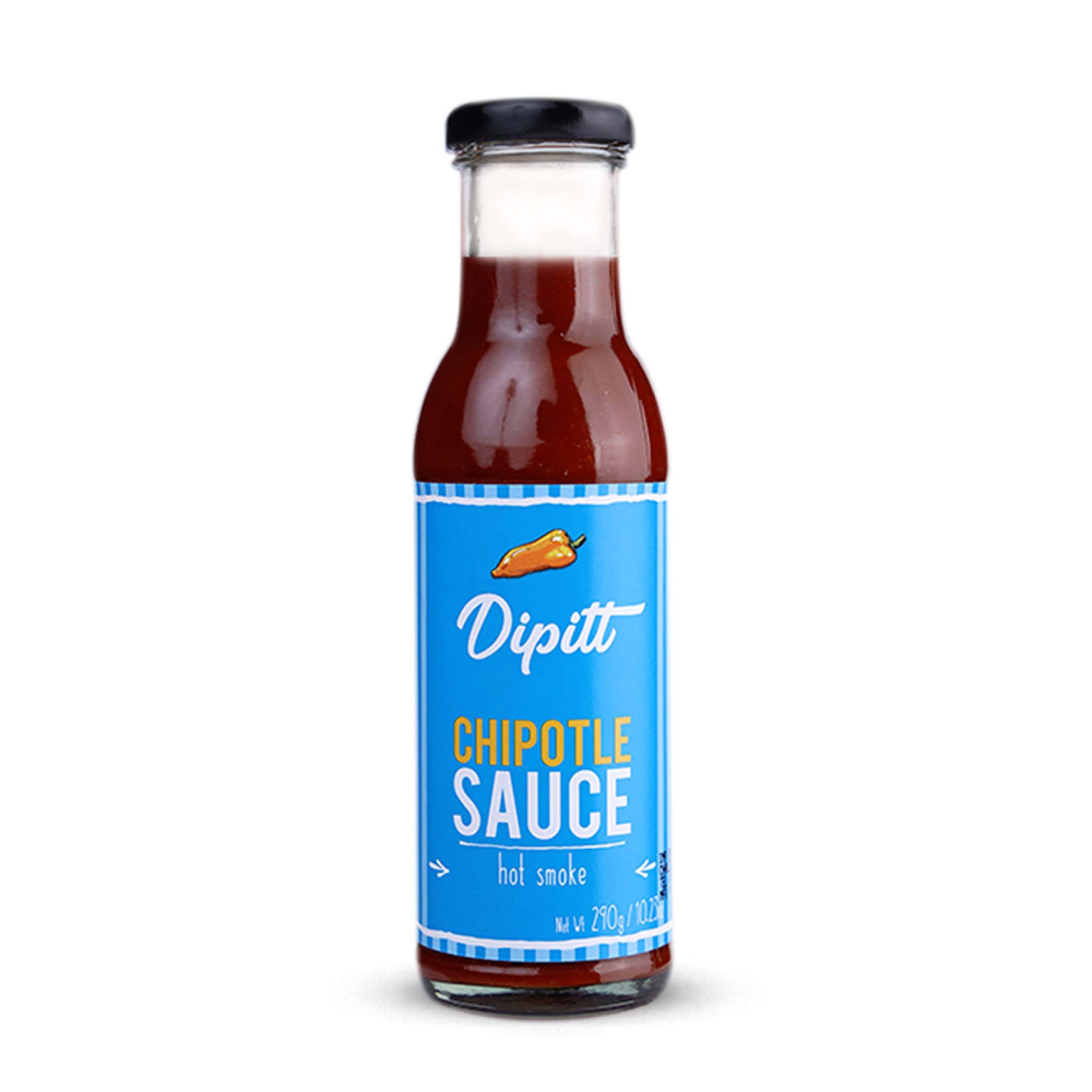 Dipitt Chipotle Sauce 10.22 oz (290g) | Condiment for Dipping, Marinade & Cooking | Verified Non-GMO | Halal & Gluten Free | No Artificial Colours | Finest Glass Bottle