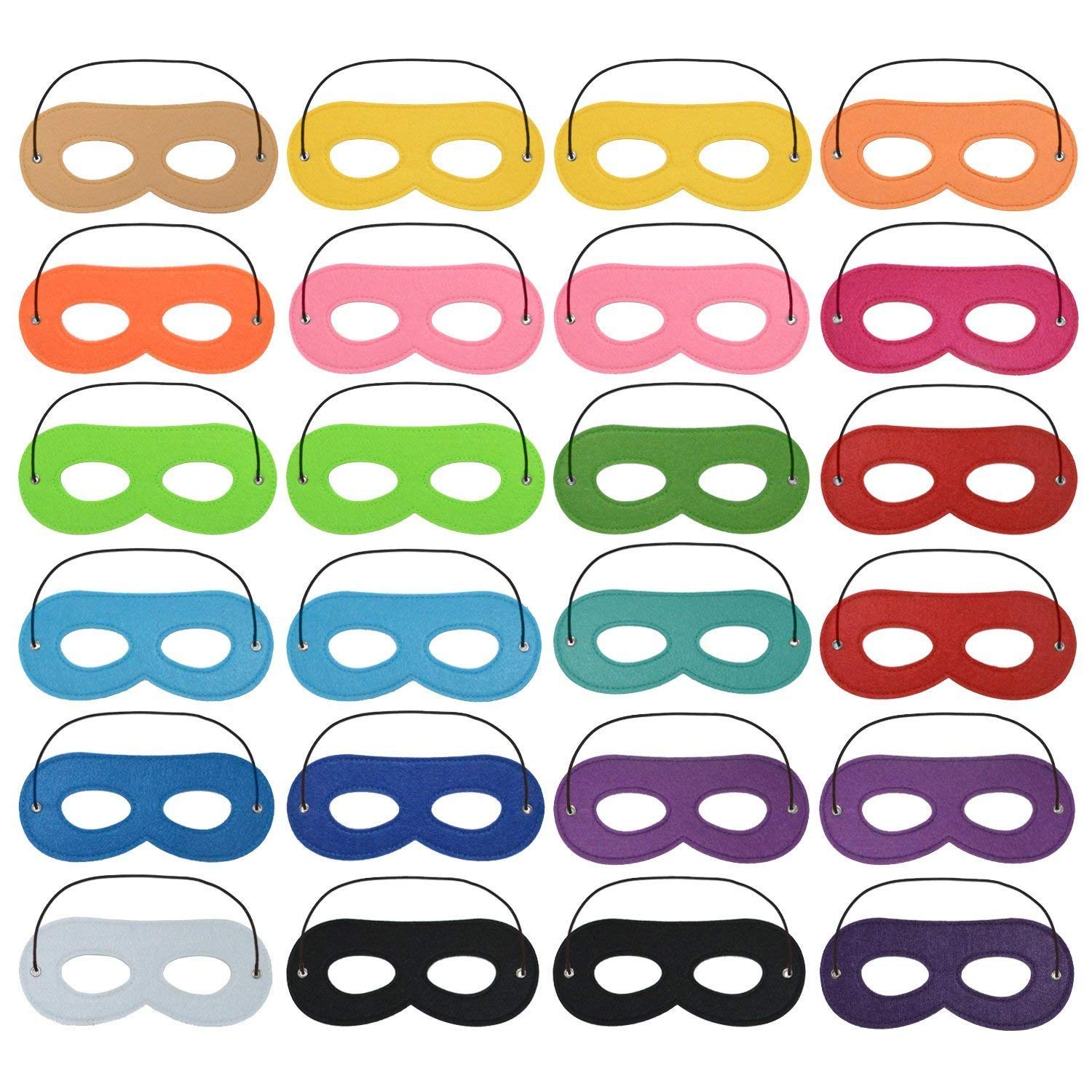 DANGSHAN 24 Pieces Superhero Masks Felt Masks Eye Masks Half Masks Party Masks Kids Mask Toys with Elastic Ribbon for Party, Masquerade, Halloween, Multicolor