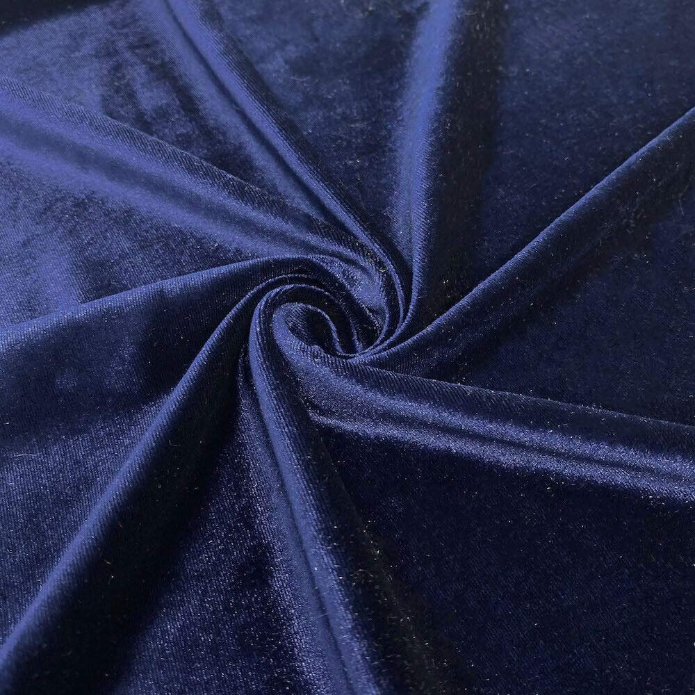 Bini Fabrics Navy Blue Velvet Dress Fabric Plain Velvet Material 44/45" Width, Sliky & Soft Fabrics (1 Meter)