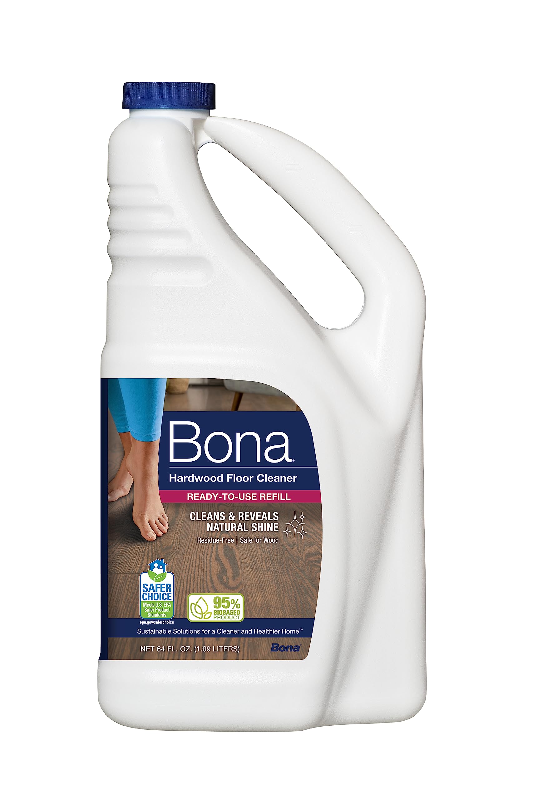 Bona Hardwood Floor Cleaner Refill - 64 fl oz - Unscented - Refill for Bona Spray Mops and Spray Bottles - Residue-Free Floor Cleaning Solution for Hardwood Floors