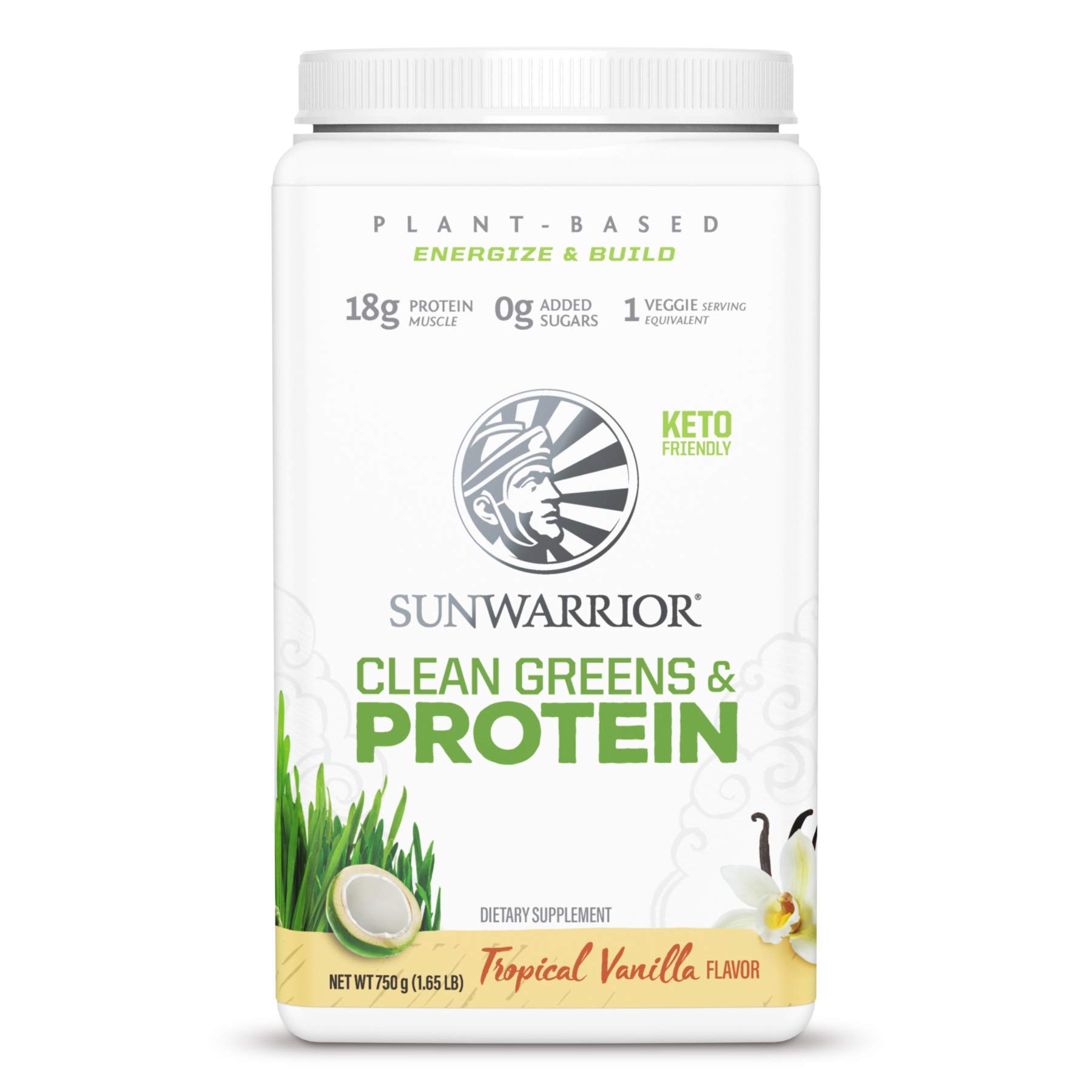 Sunwarrior Vegan Protein Powder and Greens Powder Superfood Powder Gluten Free Dairy Free Raw Organic Plant Based Super Greens Protein Shake | Clean Greens Protein Powder Vanilla 750g 30srv