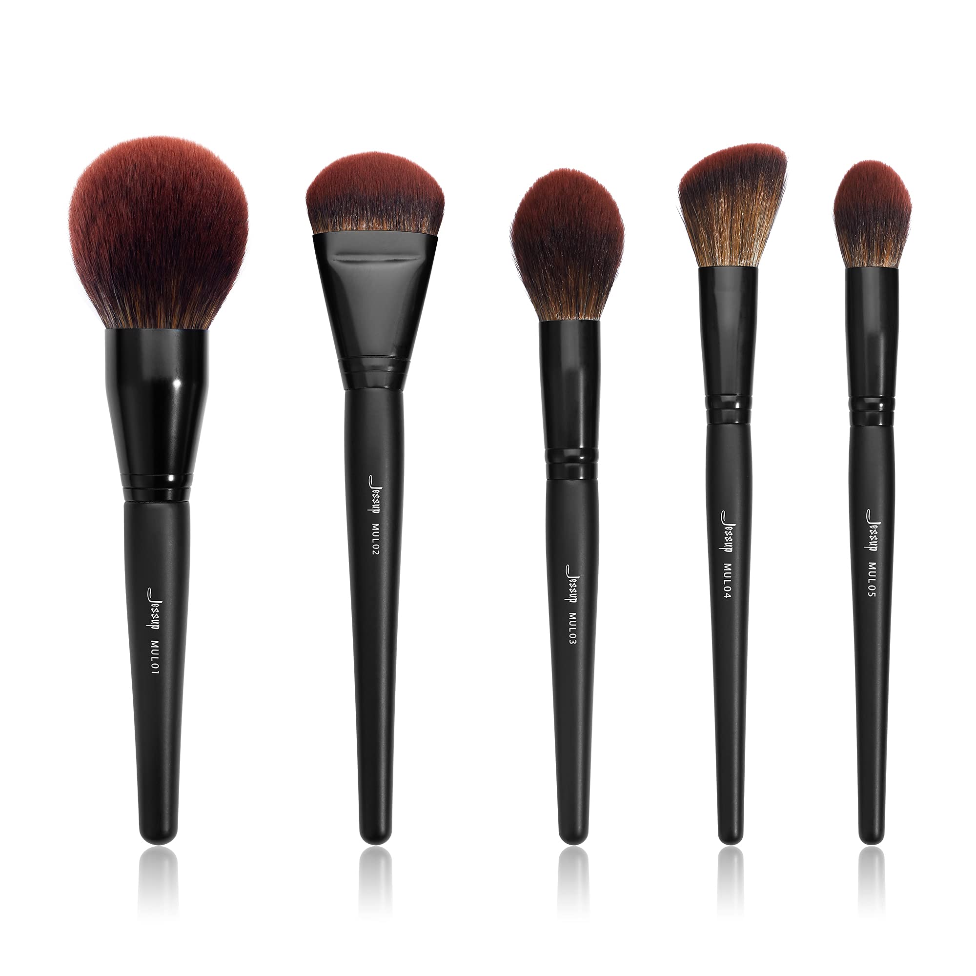 Jessup Large Face Makeup Brushes 5pcs Premium Synthetic Foundation Powder Contour Blusher Highlighter Brush Black T273