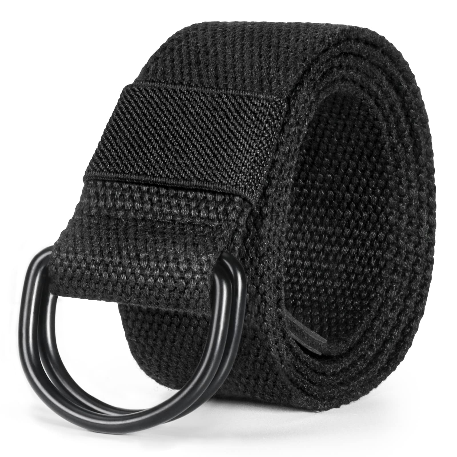 maikun Mens & Womens Canvas Belt with Black D-ring Buckle 1 1/2" Wide Solid Color Fabric Belt for Men