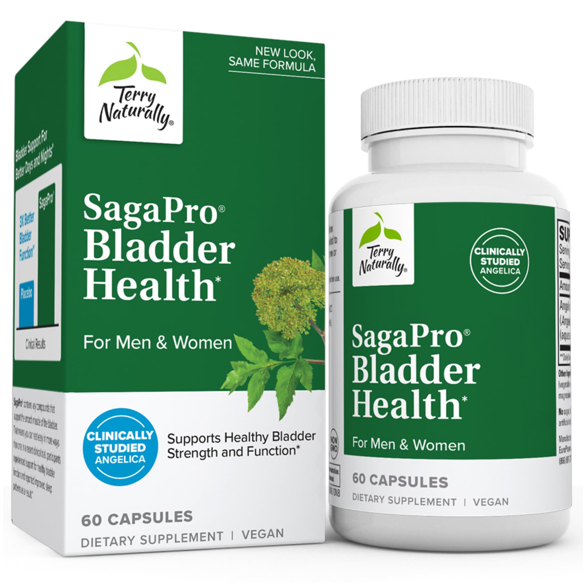 Terry NaturallySagaPro Bladder Health - 60 Capsules - Supports Bladder Strength & Function for Men & Women - Non-GMO, Vegan, Gluten Free - 60 Servings