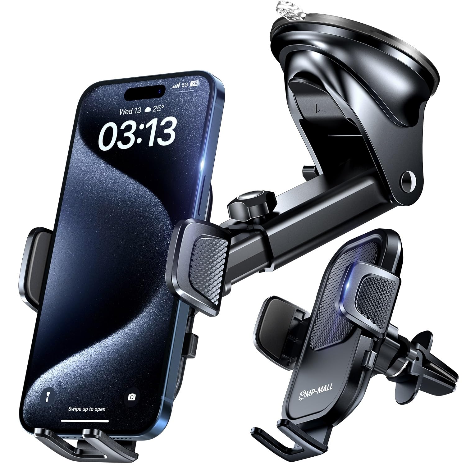 MP-MALL Car Phone Holder 【2024 Newest & Strongest】 Dashboard Windscreen Vent Clip Handsfree Mobile Mount Stand Cradle for 15 Pro Max 14 13 12 All Phones