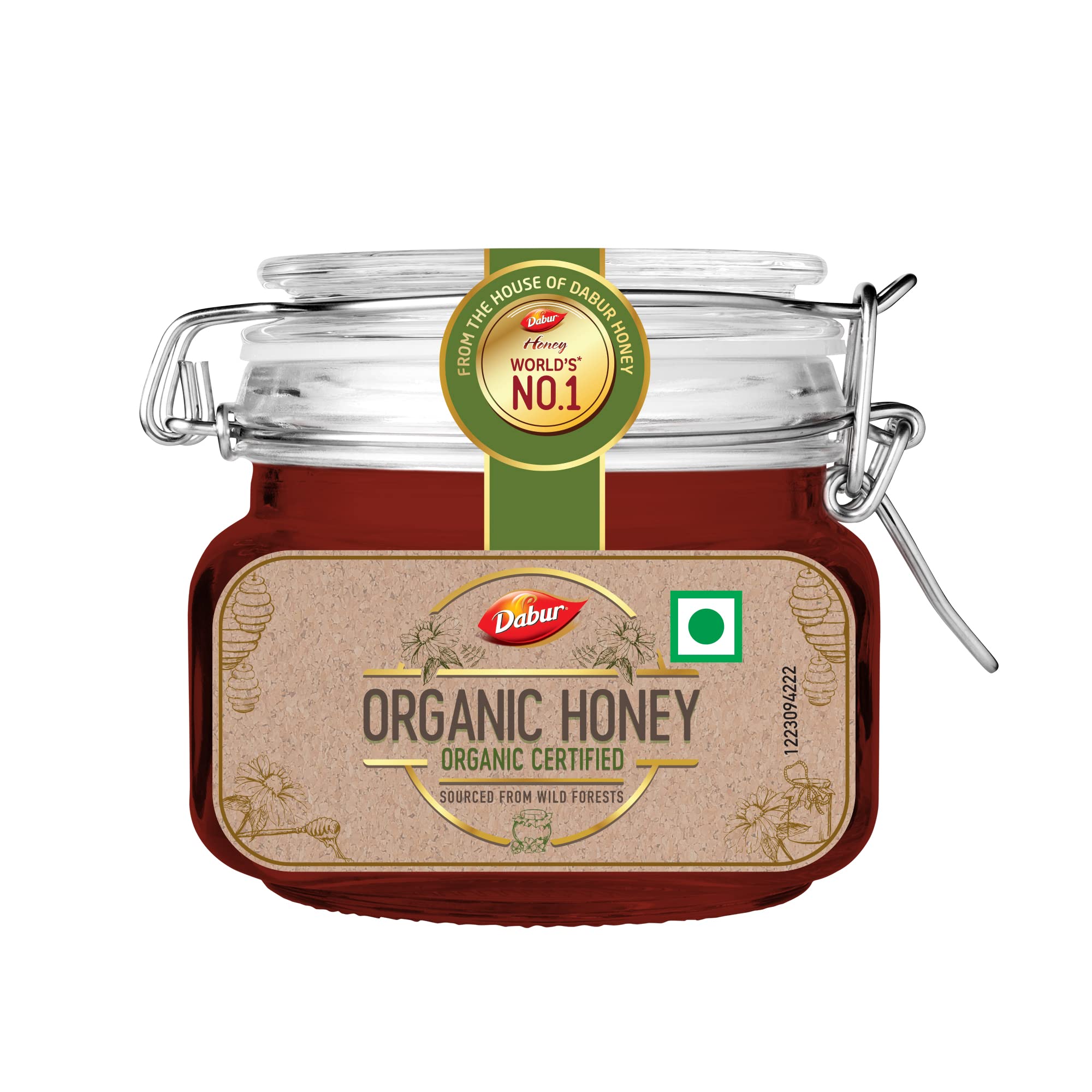 Dabur Raw Organic Honey - 600g (Clip Jar) | 100% Pure | Raw, Unfiltered, Unprocessed Honey | NPOP Certified | World's No.1 Honey Brand with No Sugar Adulteration